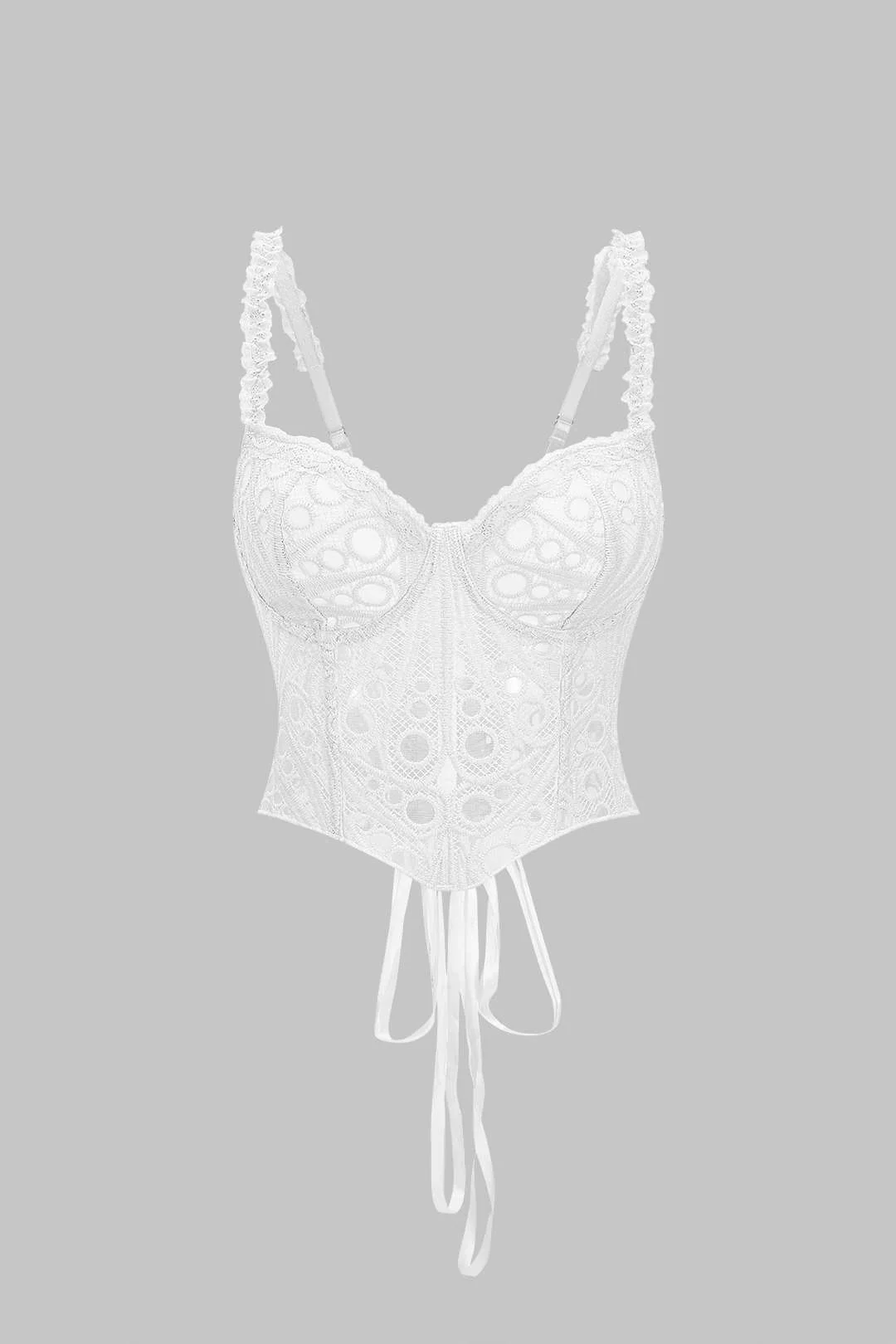 Lace Trim Bustier Corset Tie-Back Cami Top - Image 5