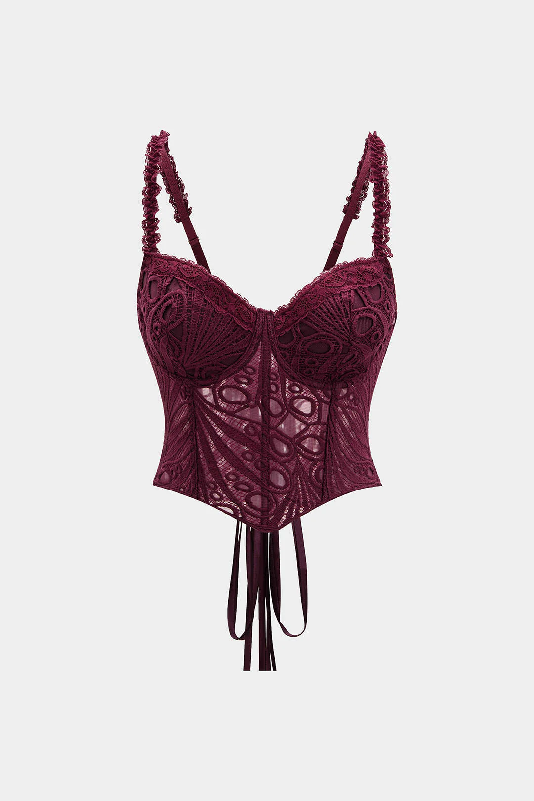 Lace Trim Bustier Corset Tie-Back Cami Top - Image 6
