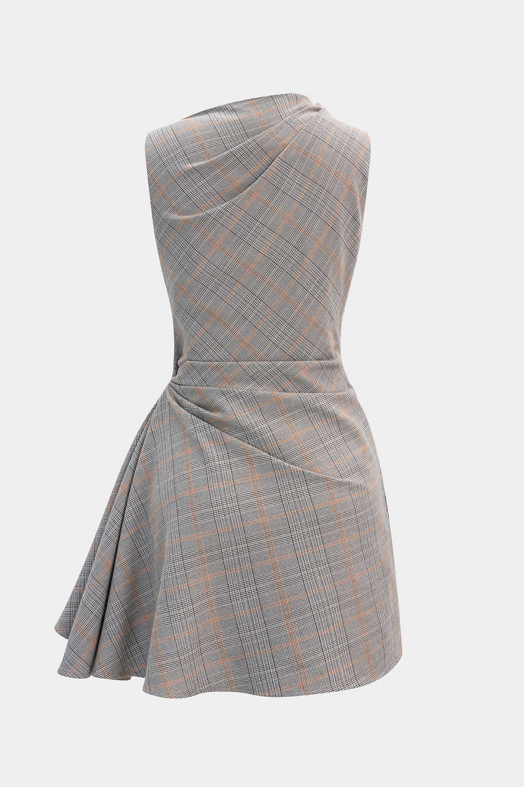 Plaid Print Asymmetrical Ruched Tank Top - Image 2