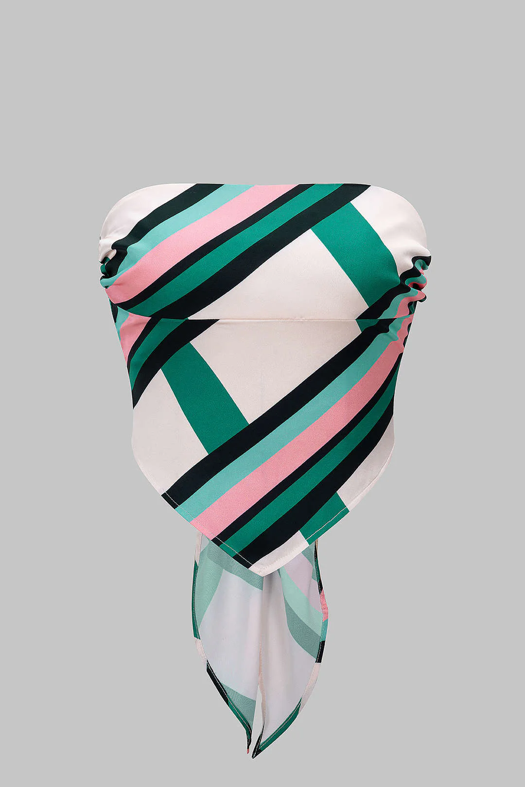 Stripes Print Satin Tie Back Tube Top