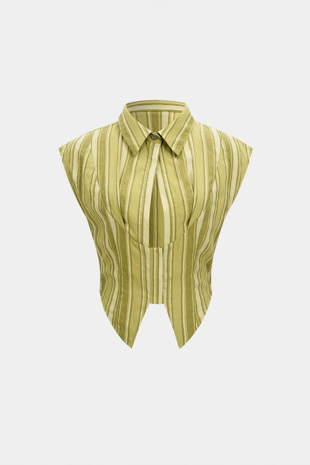 Stripes Print Lapel Cut Out Tank Top