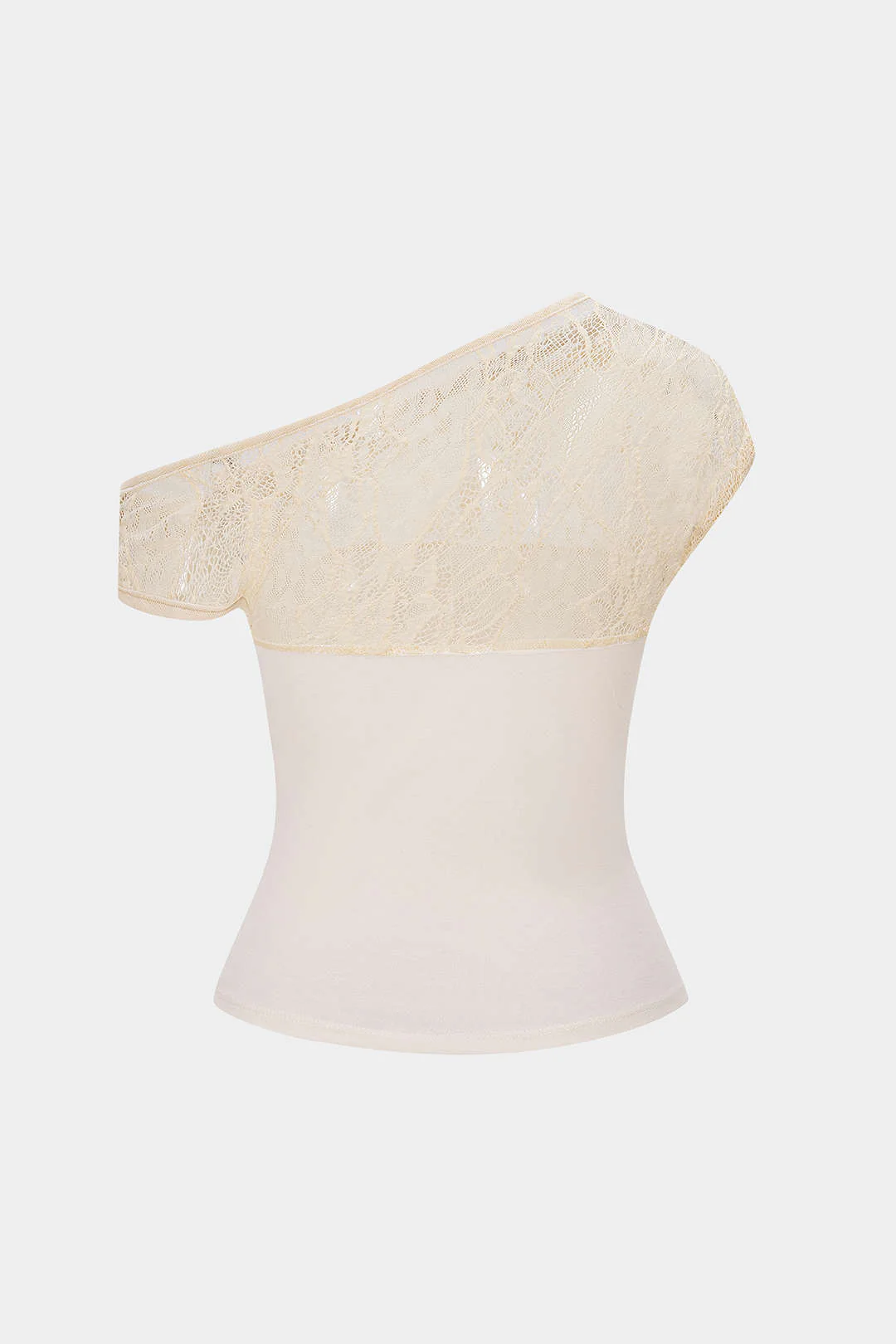 Lace Patchwork Twist Knot One Shoulder Sleeveless Top - Image 3