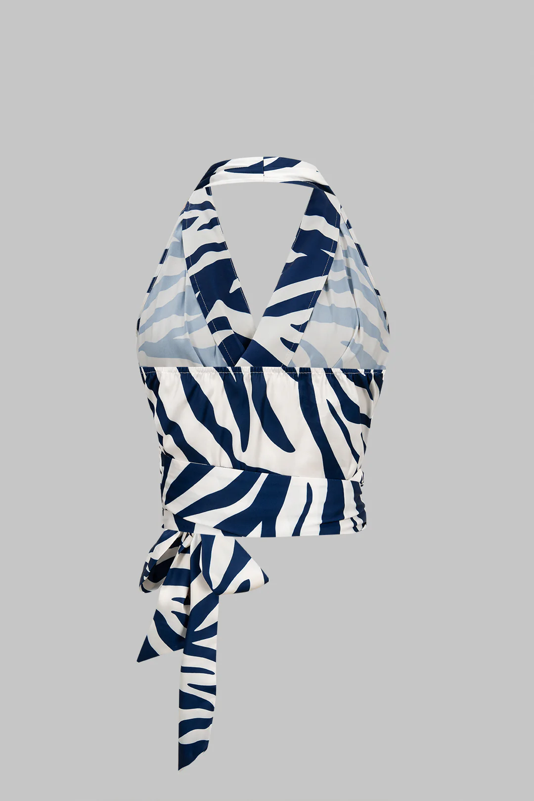 Satin Contrast Print Ruched Tie-Up Tank Top - Image 2