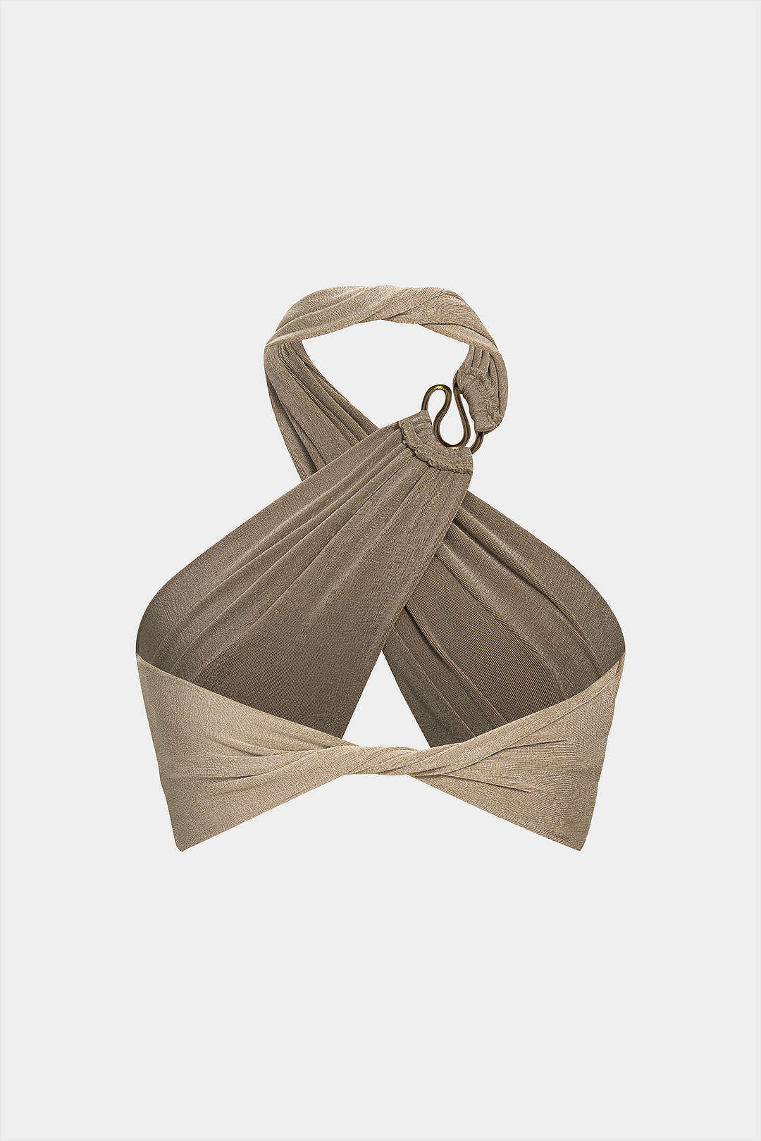 Crossed Ruched Twist Knot Halter Sleeveless Top - Image 2