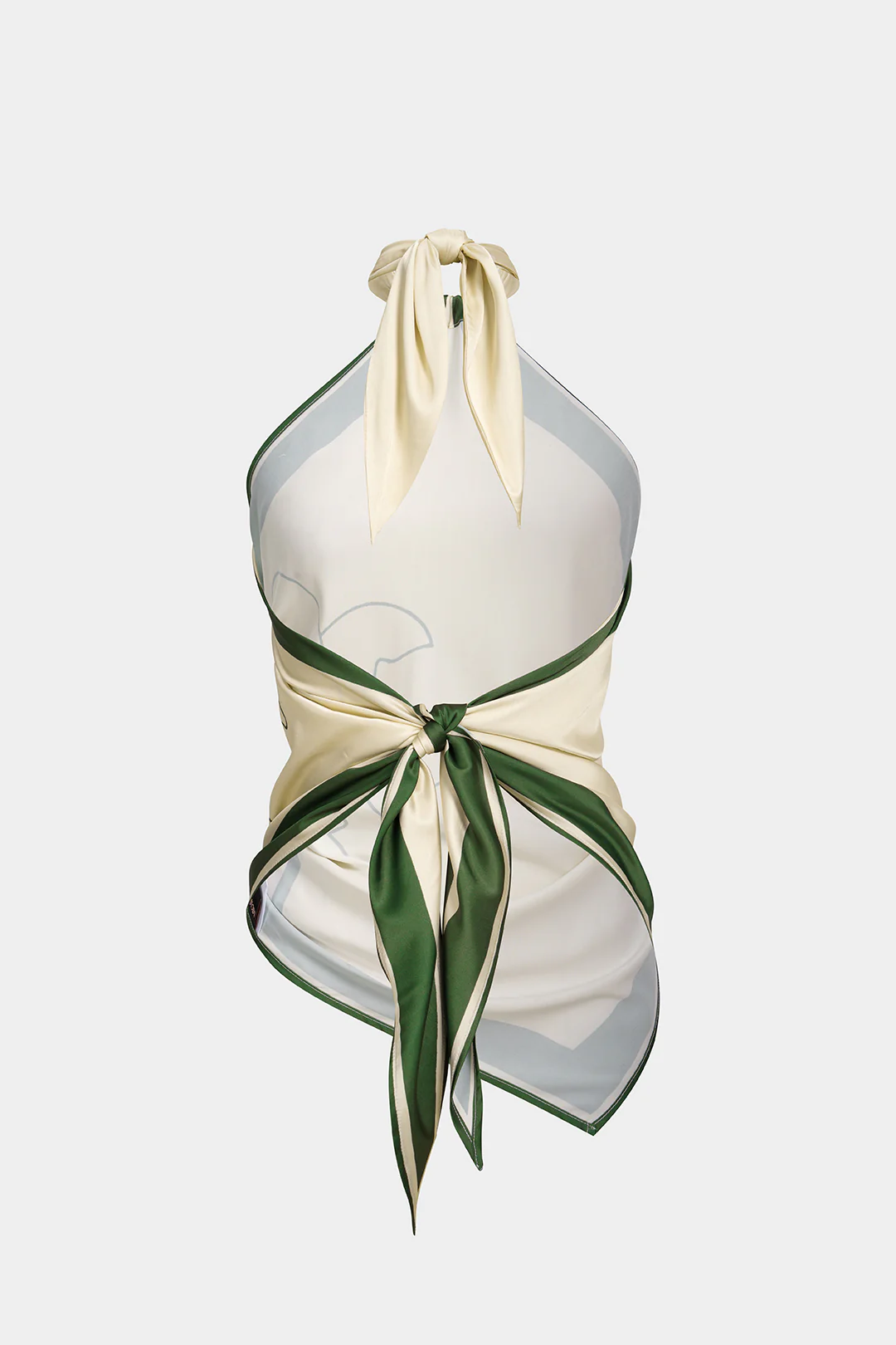 Contrast Floral Print Satin Halter Neck Tie-Up Backless Tank Top - Image 2