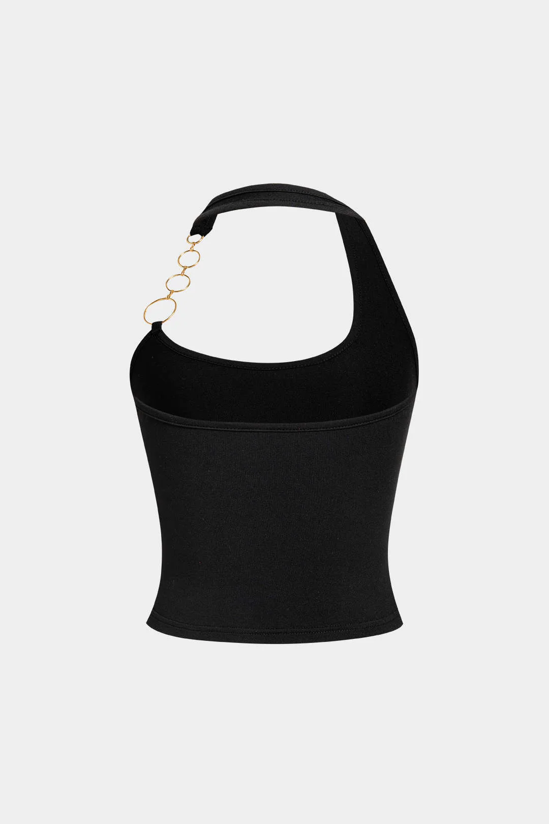 Metallic Halter Neck Backless Asymmetrical Tank Top - Image 5
