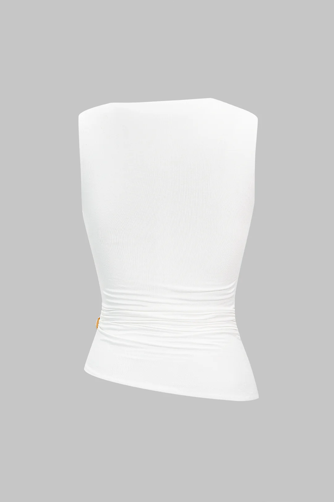 Metallic Decor Asymmetrical Ruched Tank Top - Image 2