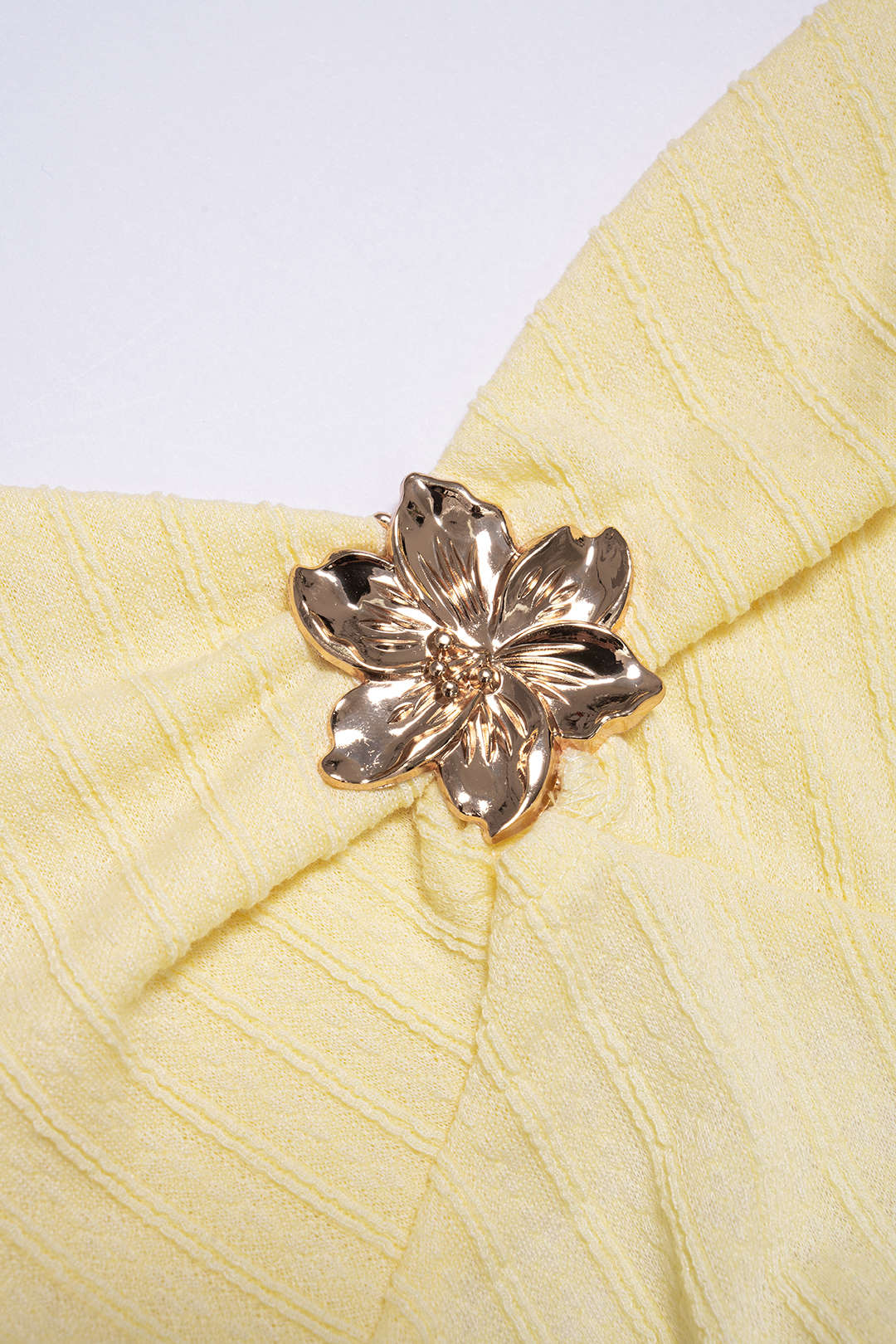Halter Neck Tie Back Metallic Flower Ruched Cami Top - Image 3
