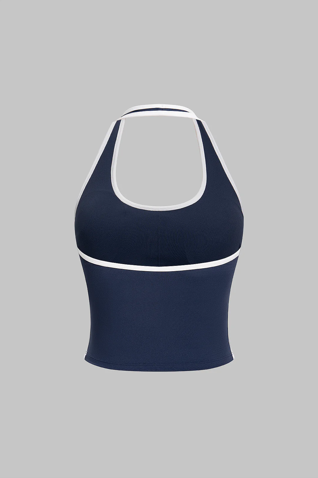 Contrast Binding Halter Neck Tank Top - Image 2