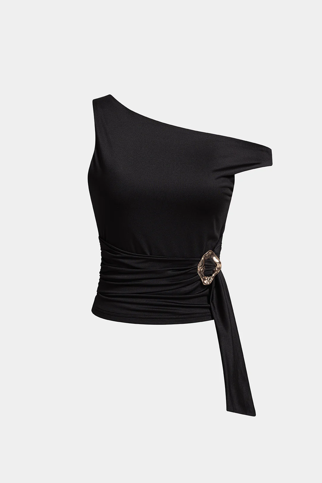 One Shoulder Metallic Asymmetrical Tank Top
