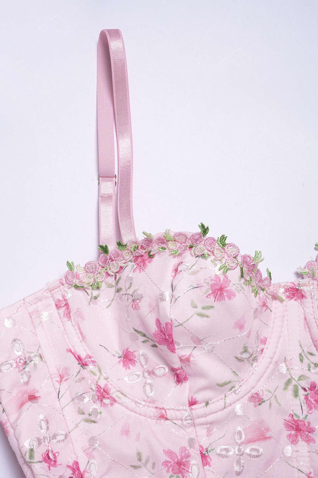 Floral Print Corset Crossed Tie-Up Cut Out Cami Top - Image 3