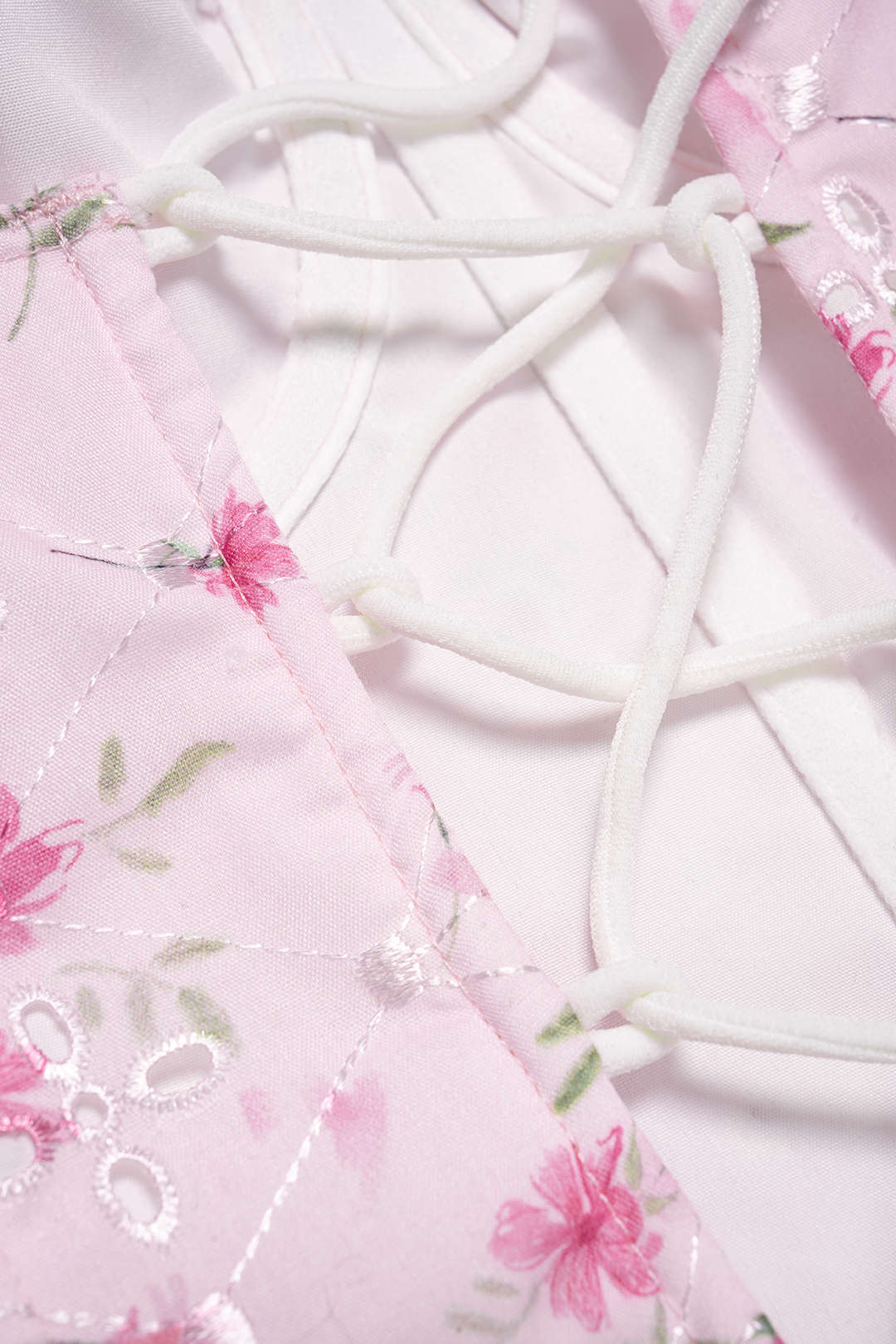 Floral Print Corset Crossed Tie-Up Cut Out Cami Top - Image 4