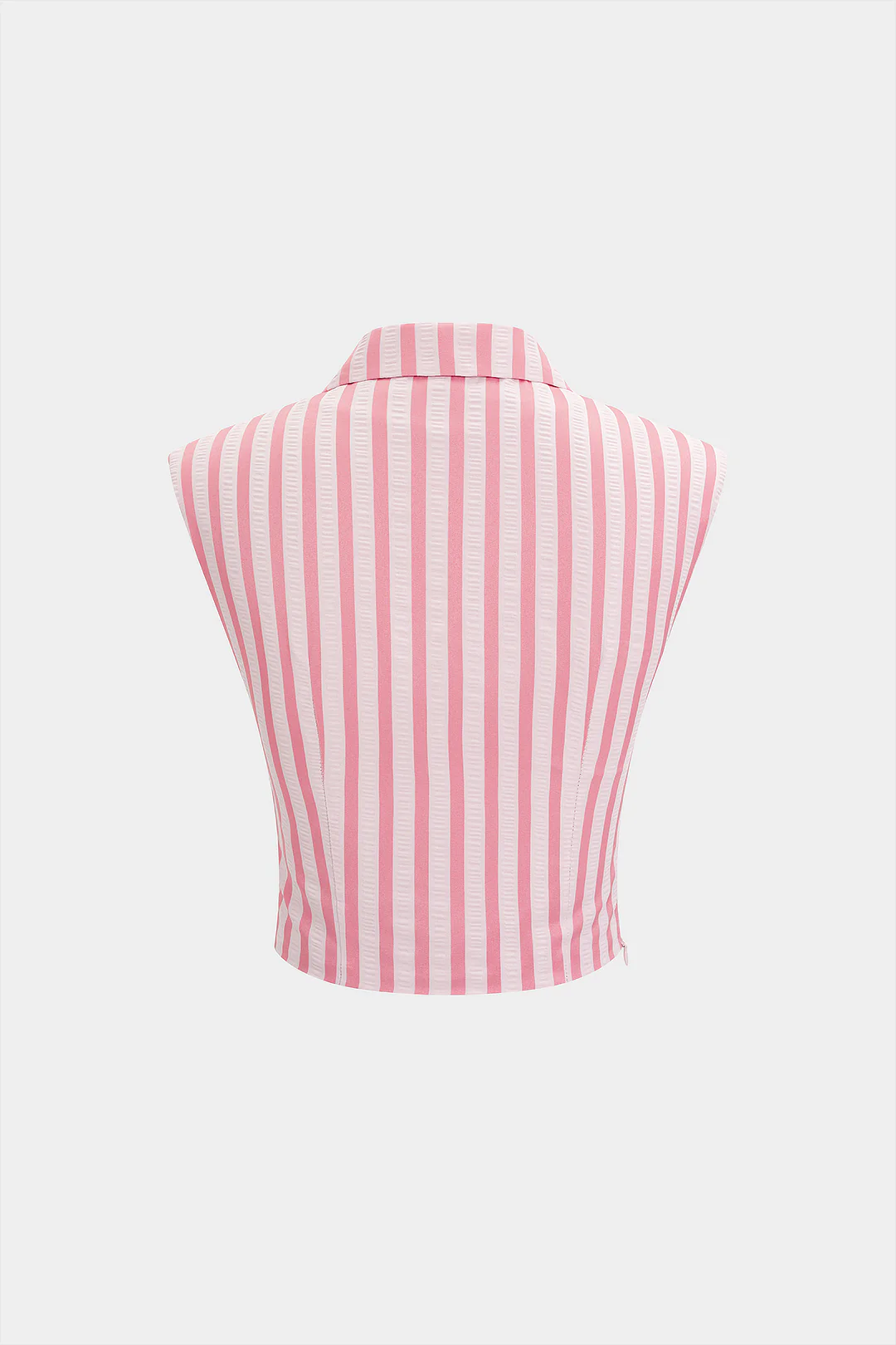 Striped Lapel Ruched Tank Top - Image 2