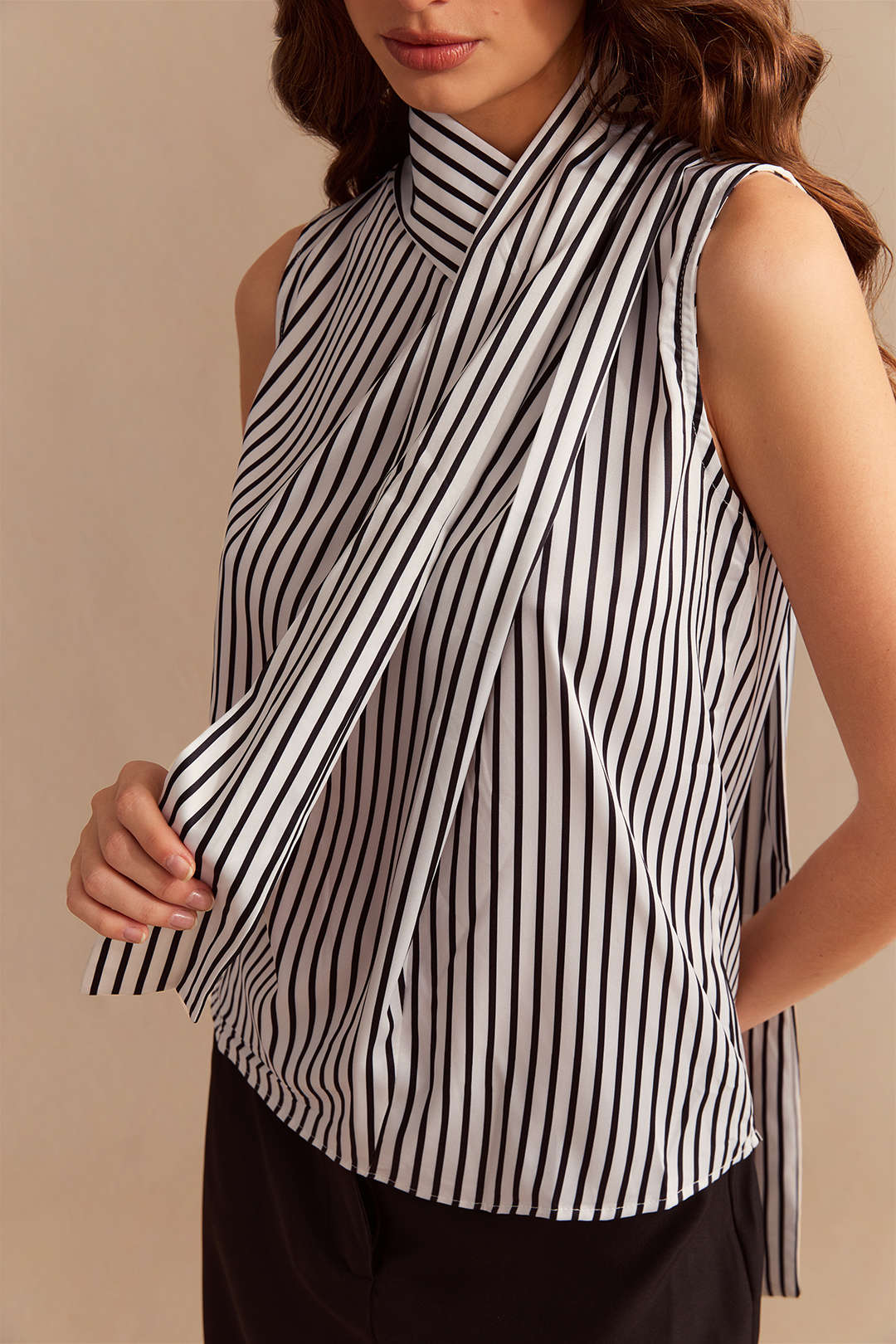 Stripes Print Satin Tank Top - Image 3