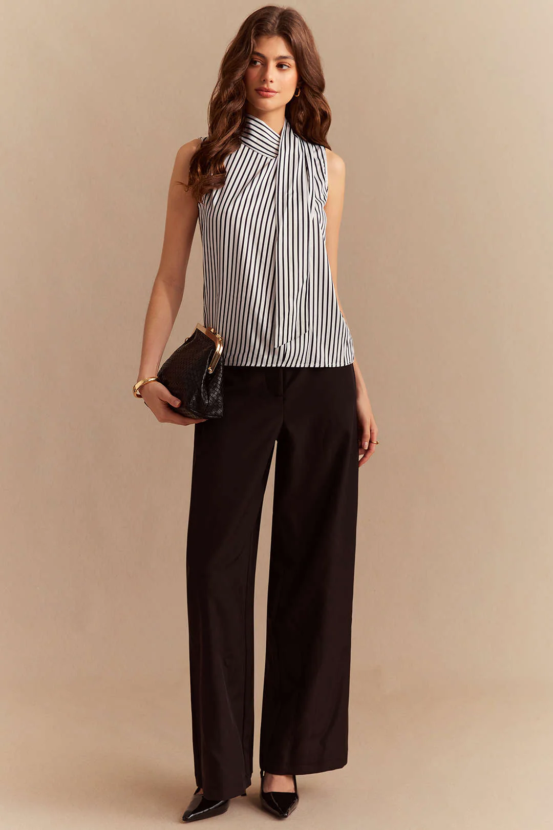 Stripes Print Satin Tank Top - Image 4