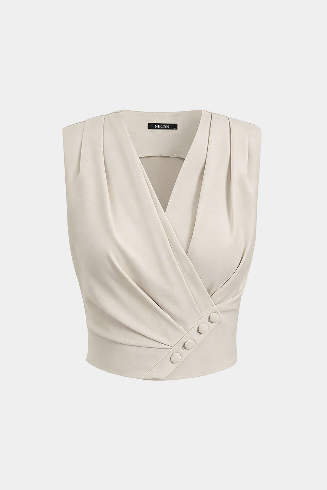 V-Neck Button Ruched Tank Top - Image 2