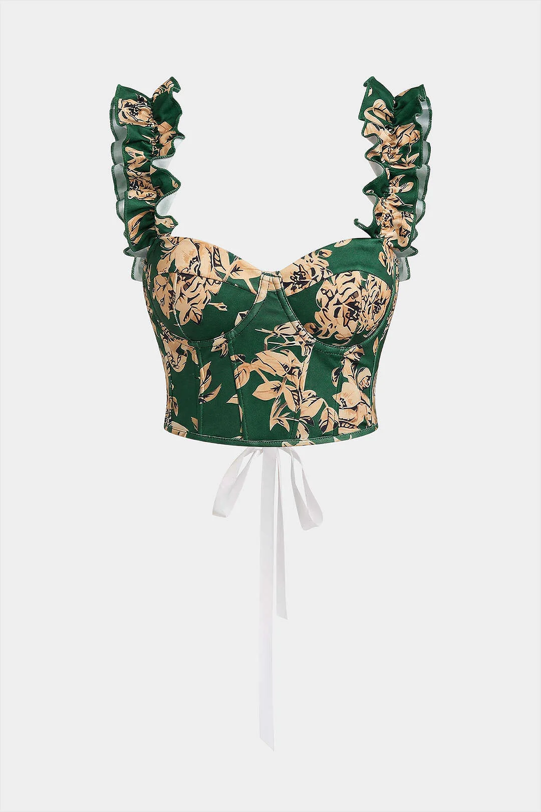 Floral Print Corset Tie Back Cropped Cami Top - Image 5
