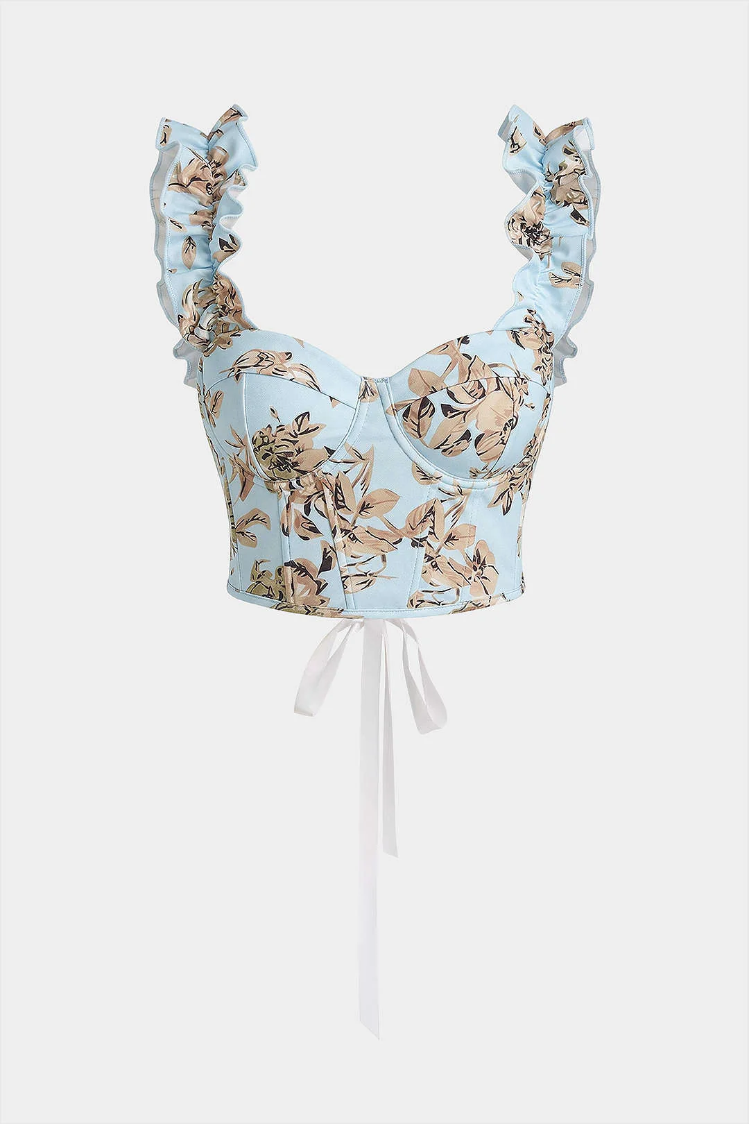 Floral Print Corset Tie Back Cropped Cami Top - Image 6