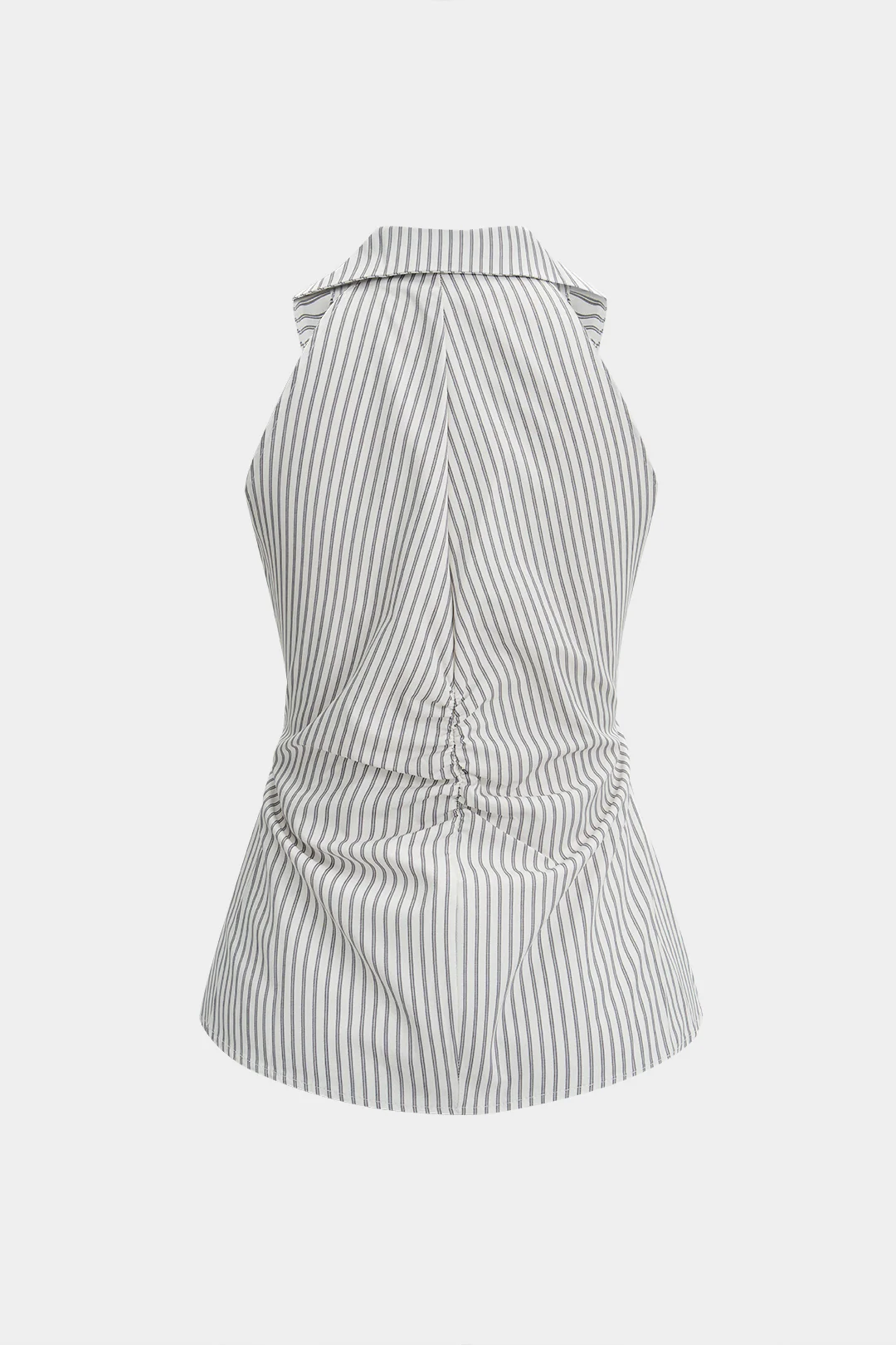 Stripes Print Lapel Asymmetrical Tank Top - Image 2