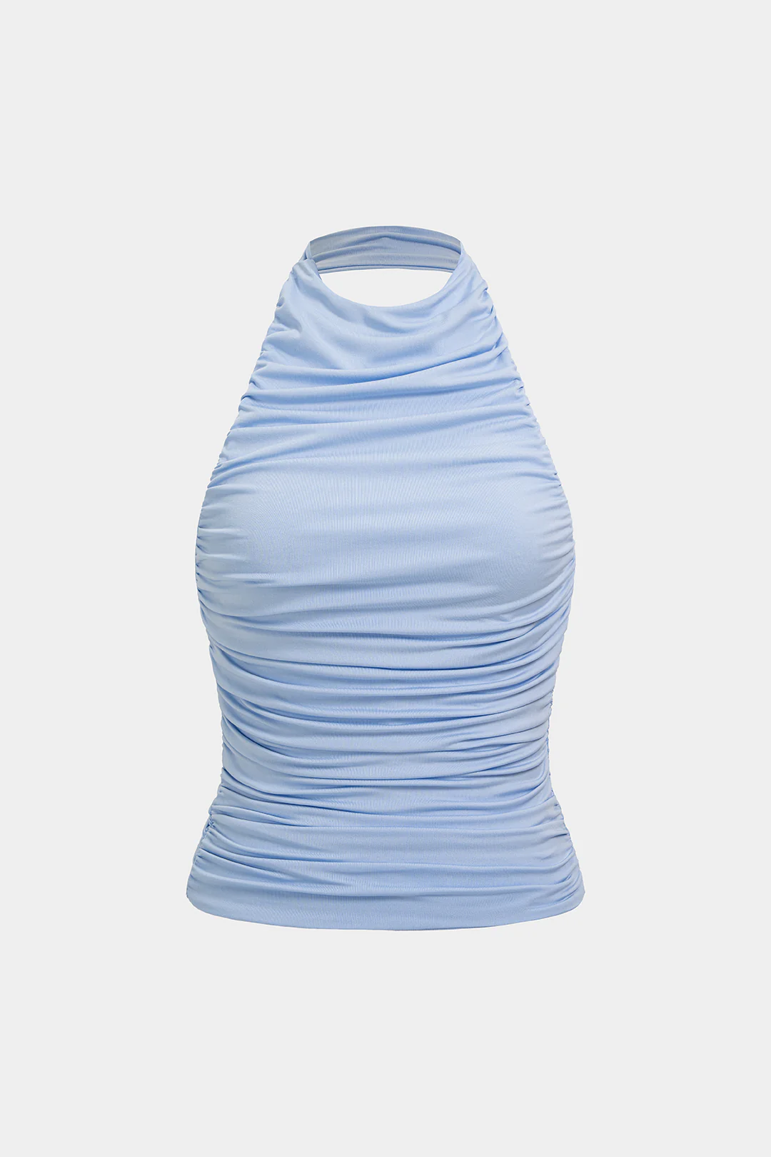 Halter Neck Backless Ruched Tank Top