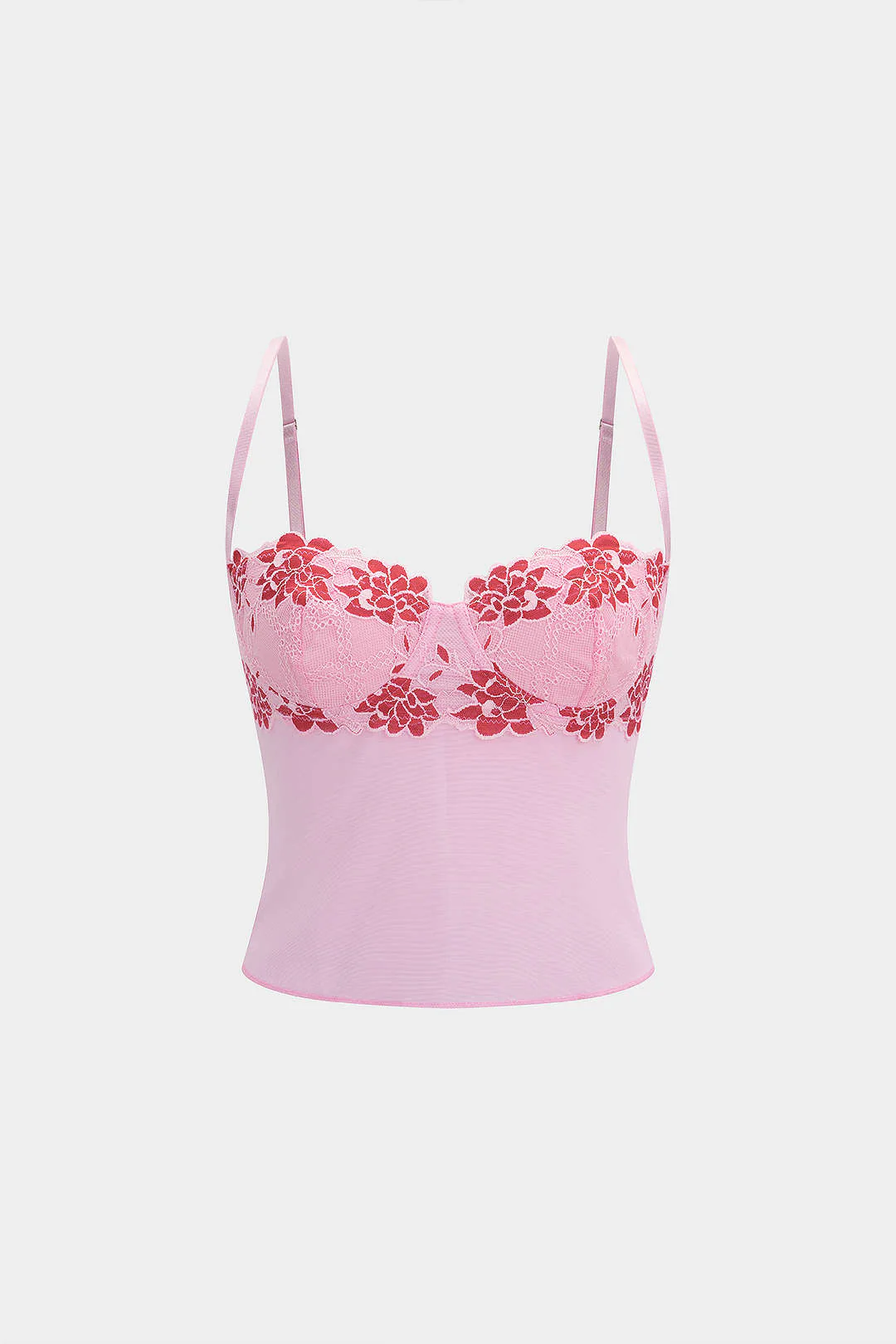 Floral Lace Patchwork Mesh Cami Top