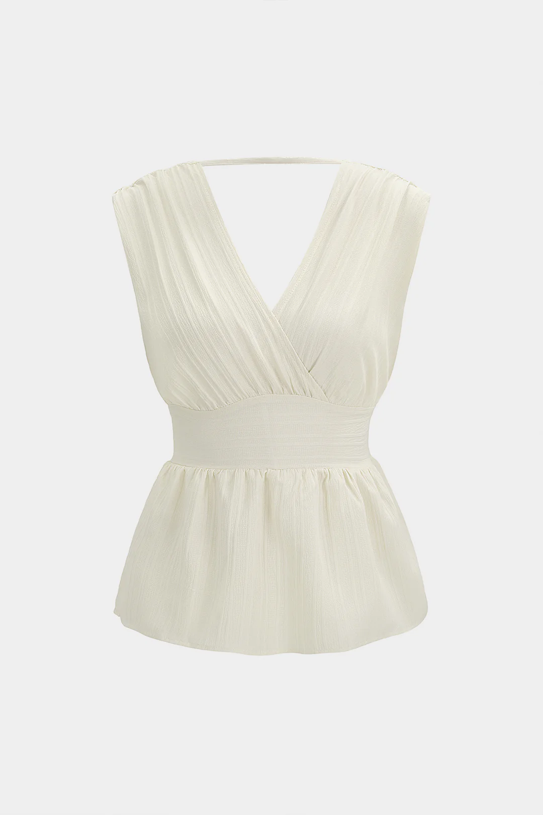 Textured V-Neck Tie Back Tank Top