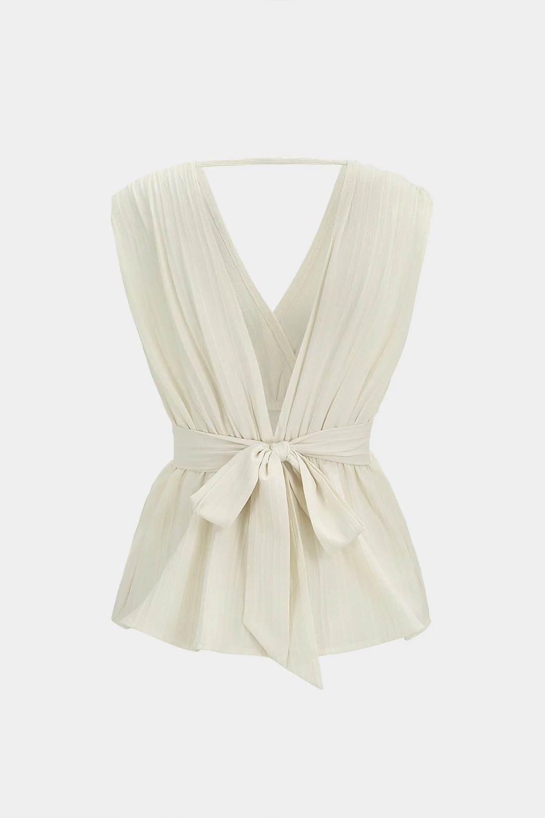 Textured V-Neck Tie Back Tank Top - Image 2