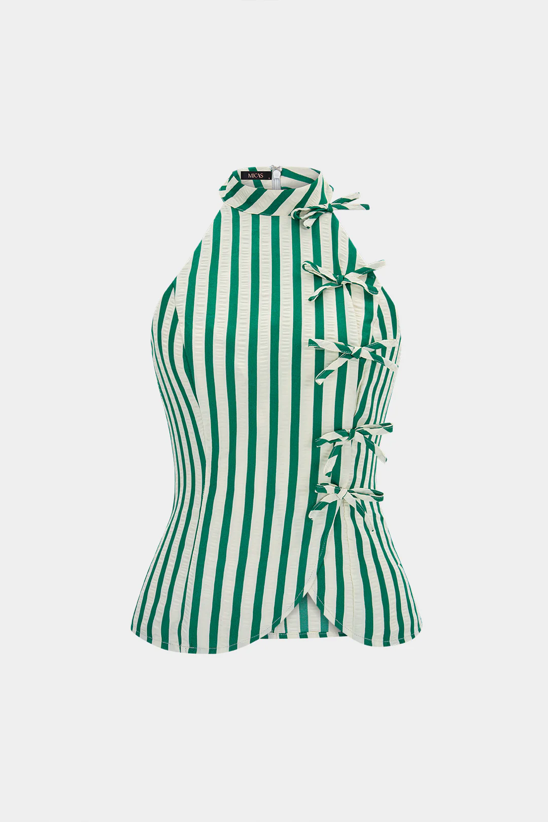 Stripes Print Asymmetrical Bow Tank Top - Image 5
