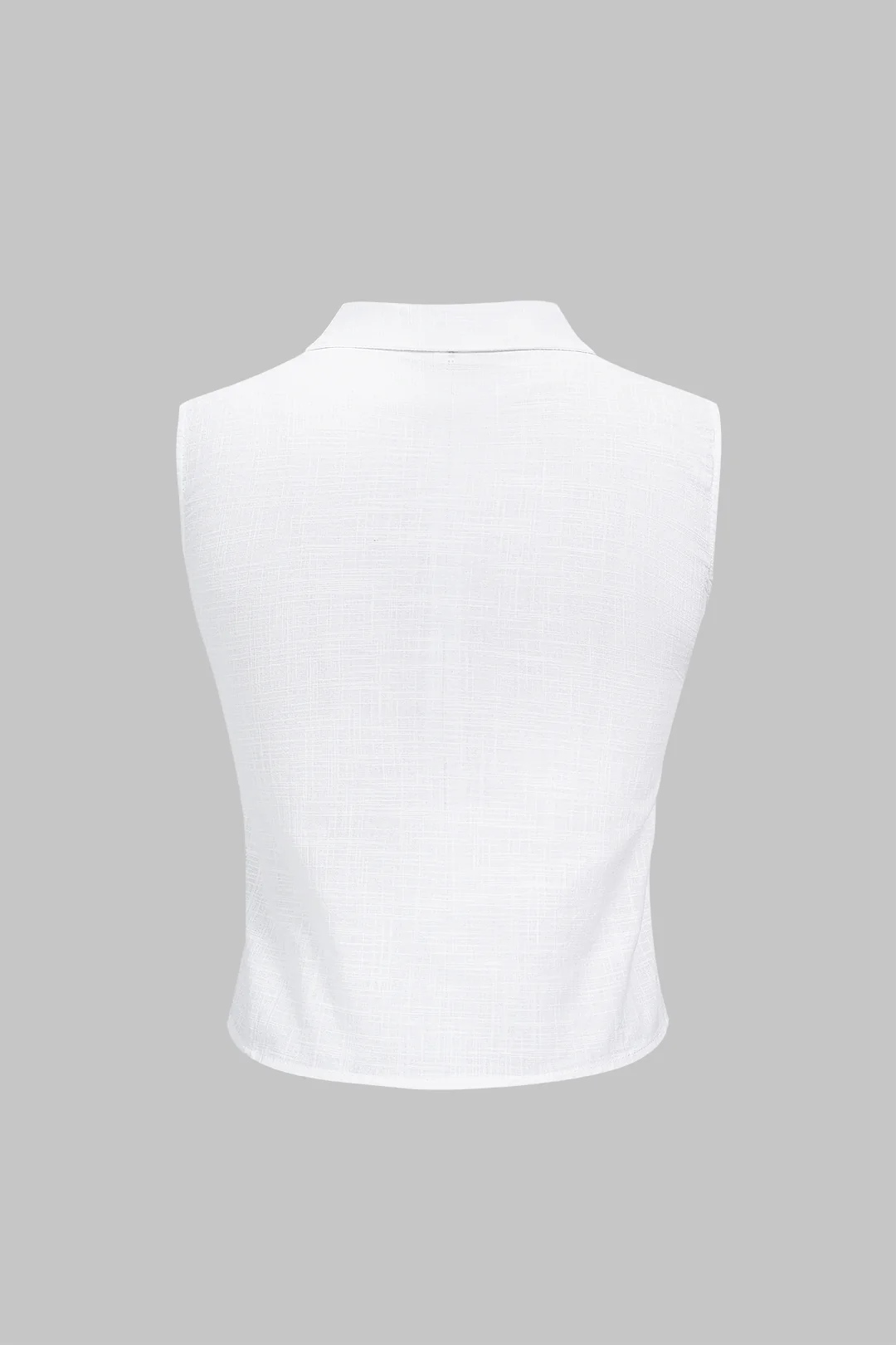 Linen Lapel Knotted Tank Top - Image 2