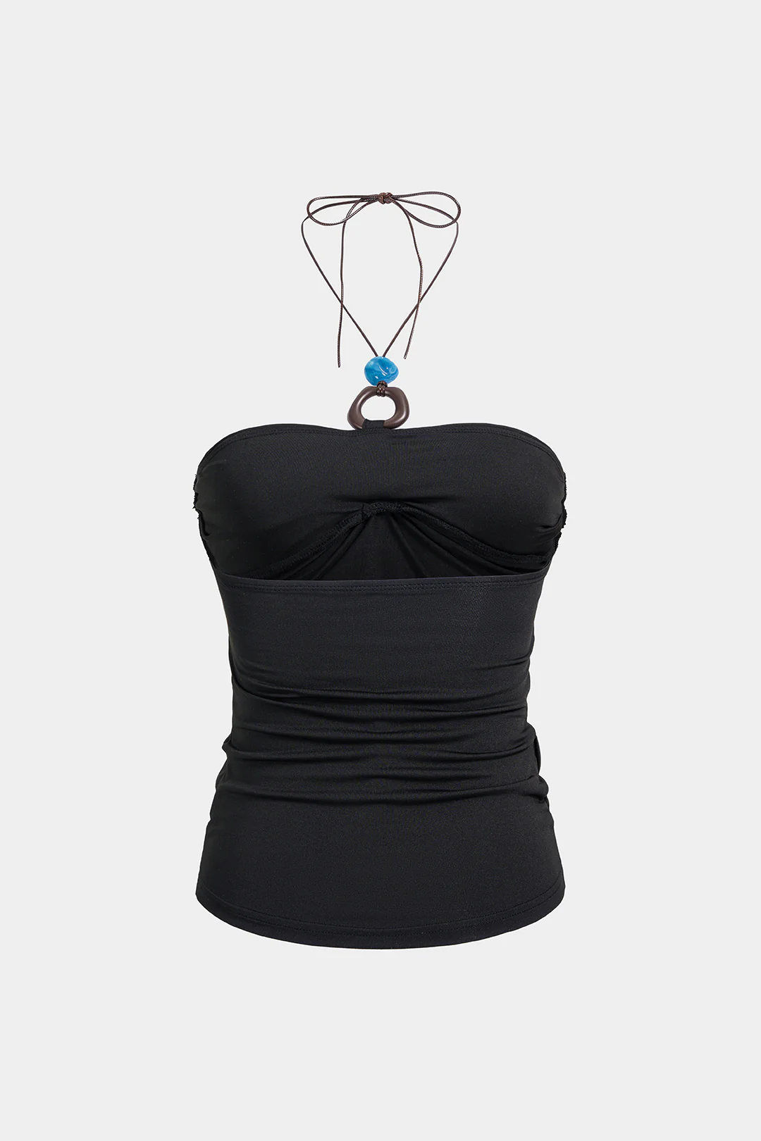 Beaded Halter Neck Tie Back Ruched Cami Top - Image 2