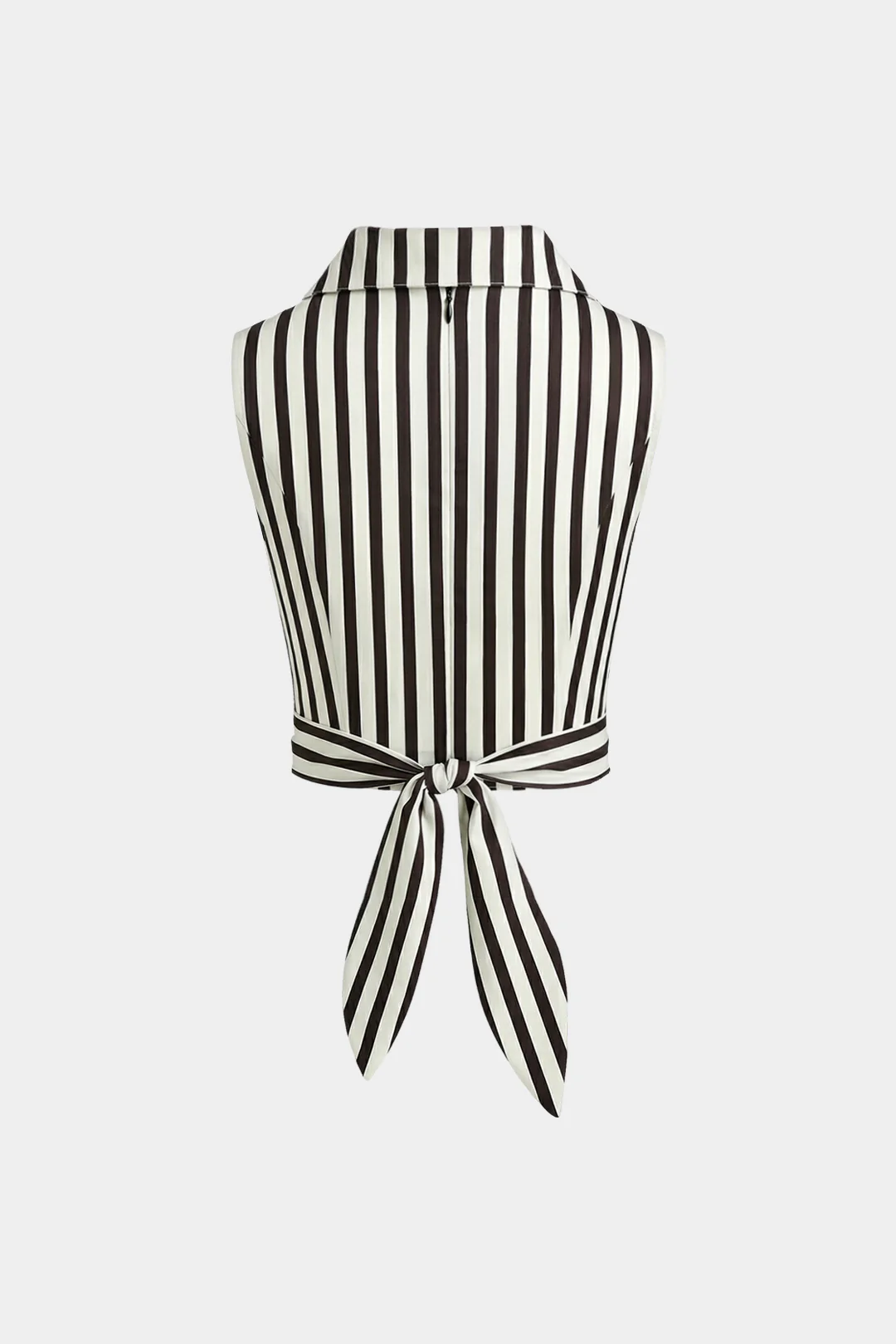 Stripes Print Lapel Crossed Tie Back Tank Top - Image 2