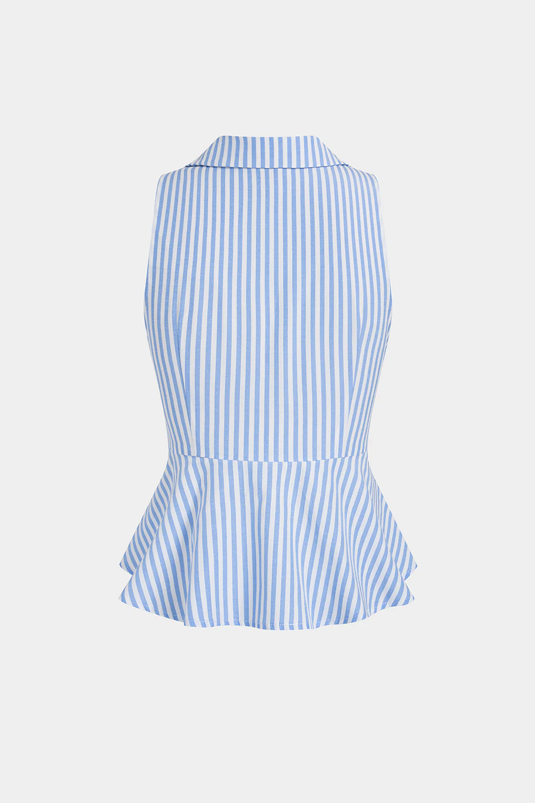 Striped Print Linen Knotted Tank Top - Image 5