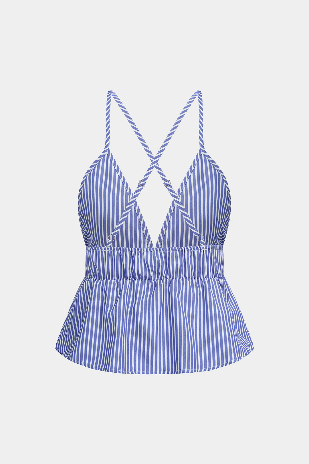 Stripes Print Slip Crossed V-Neck Cami Top - Image 2