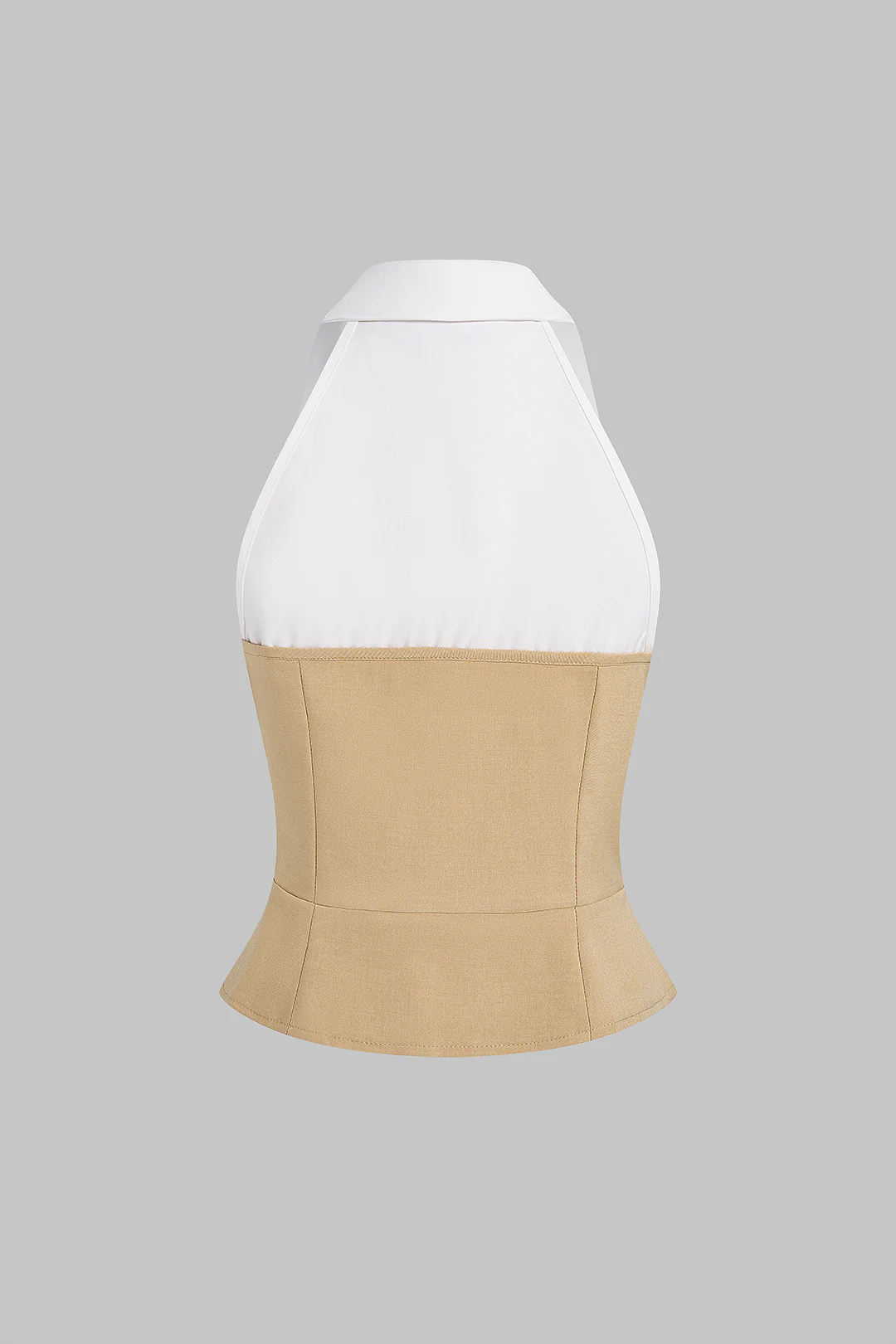 Contrast Lapel Metallic Button Tank Top - Image 2