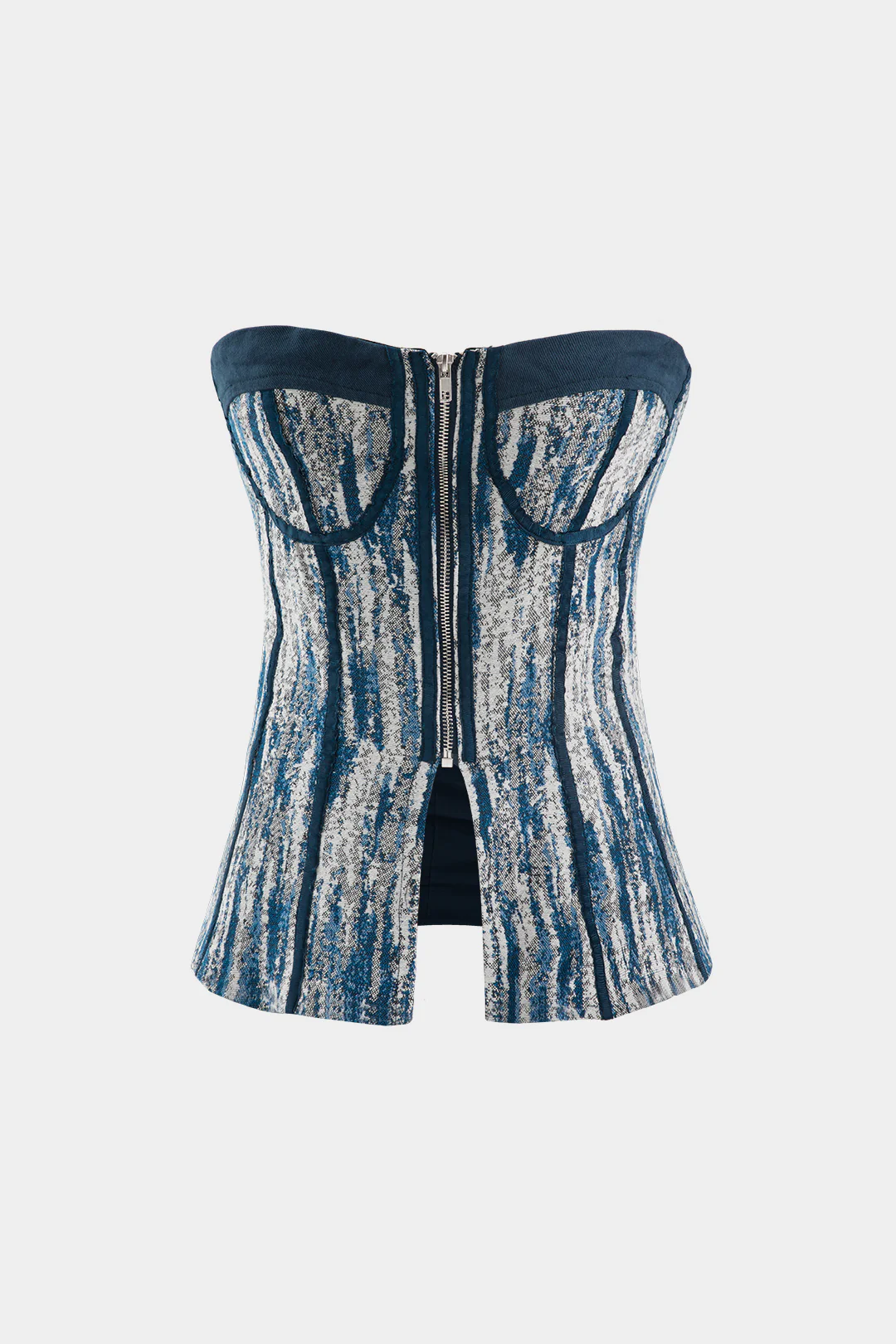 Zip Front Strapless Corset Top