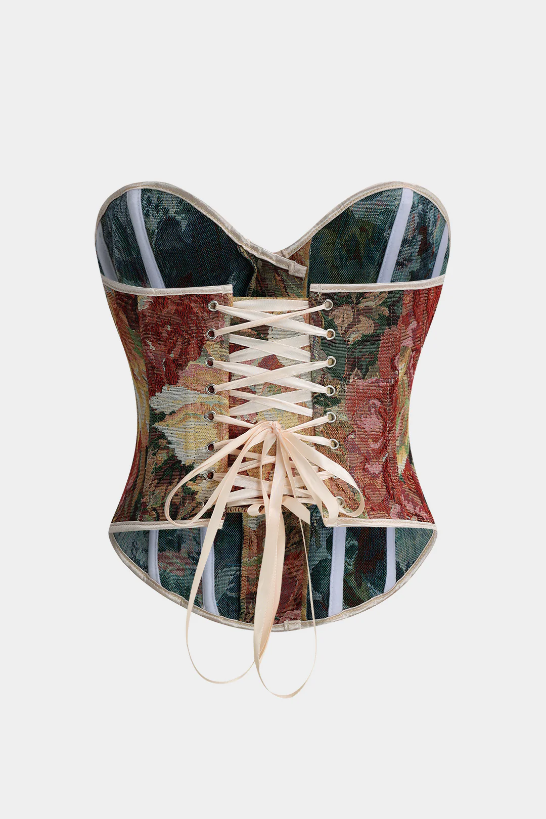 Jacquard Tie Back Strapless Contrast Tube Top - Image 2