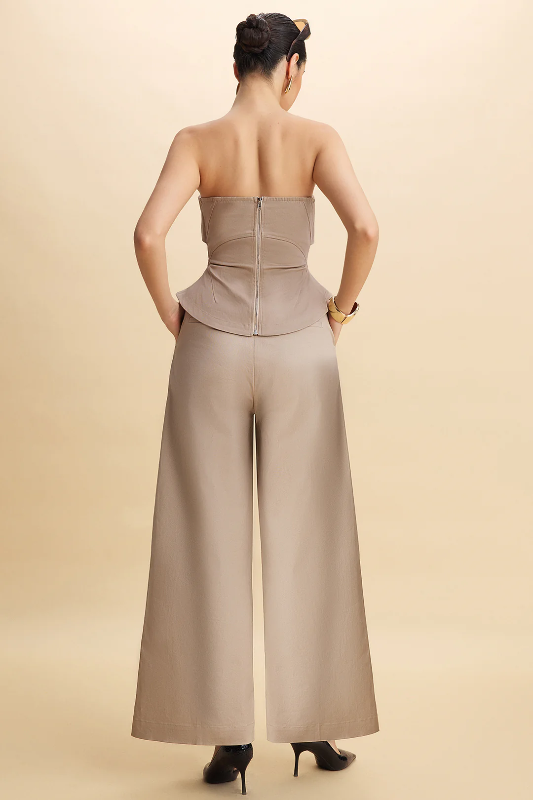 Zipper Waist-Cinching Strapless Tube Top - Image 3