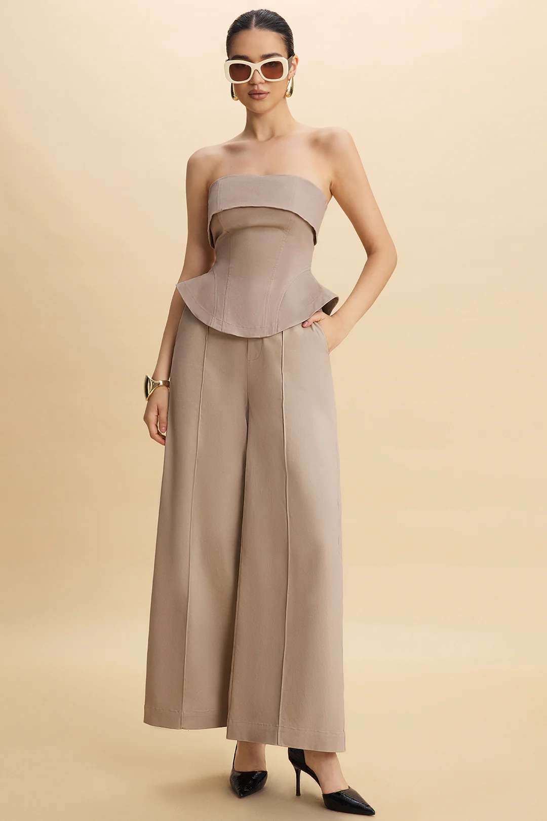 Zipper Waist-Cinching Strapless Tube Top - Image 4