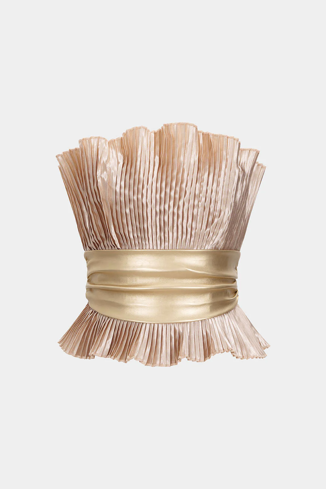 Faux Leather Patchwork Belted Ruched Tube Top - Image 5