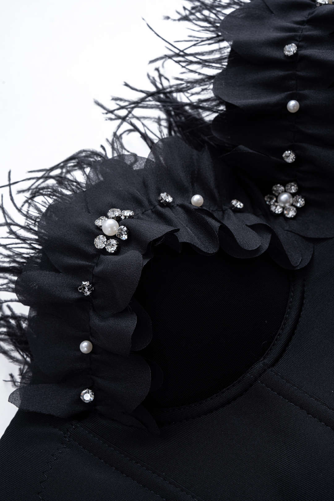 Pearls Rhinestone Decor  3D Flower Buckle Cami Top - Image 3