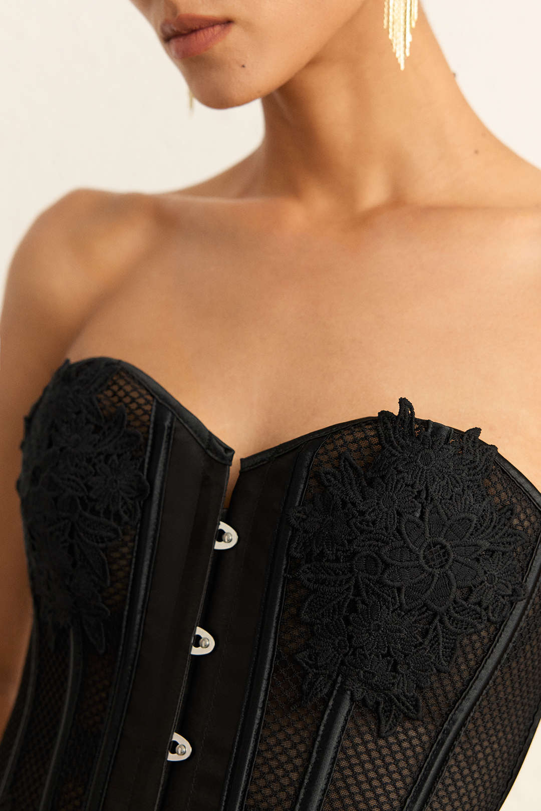 Embroidery Sheer Corset Waist Tube Top - Image 7
