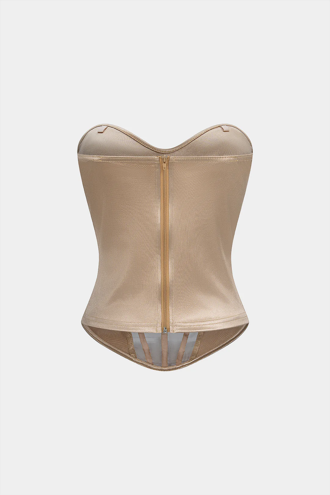 Satin Patchwork Zipper Strapless Tube Top - Image 2