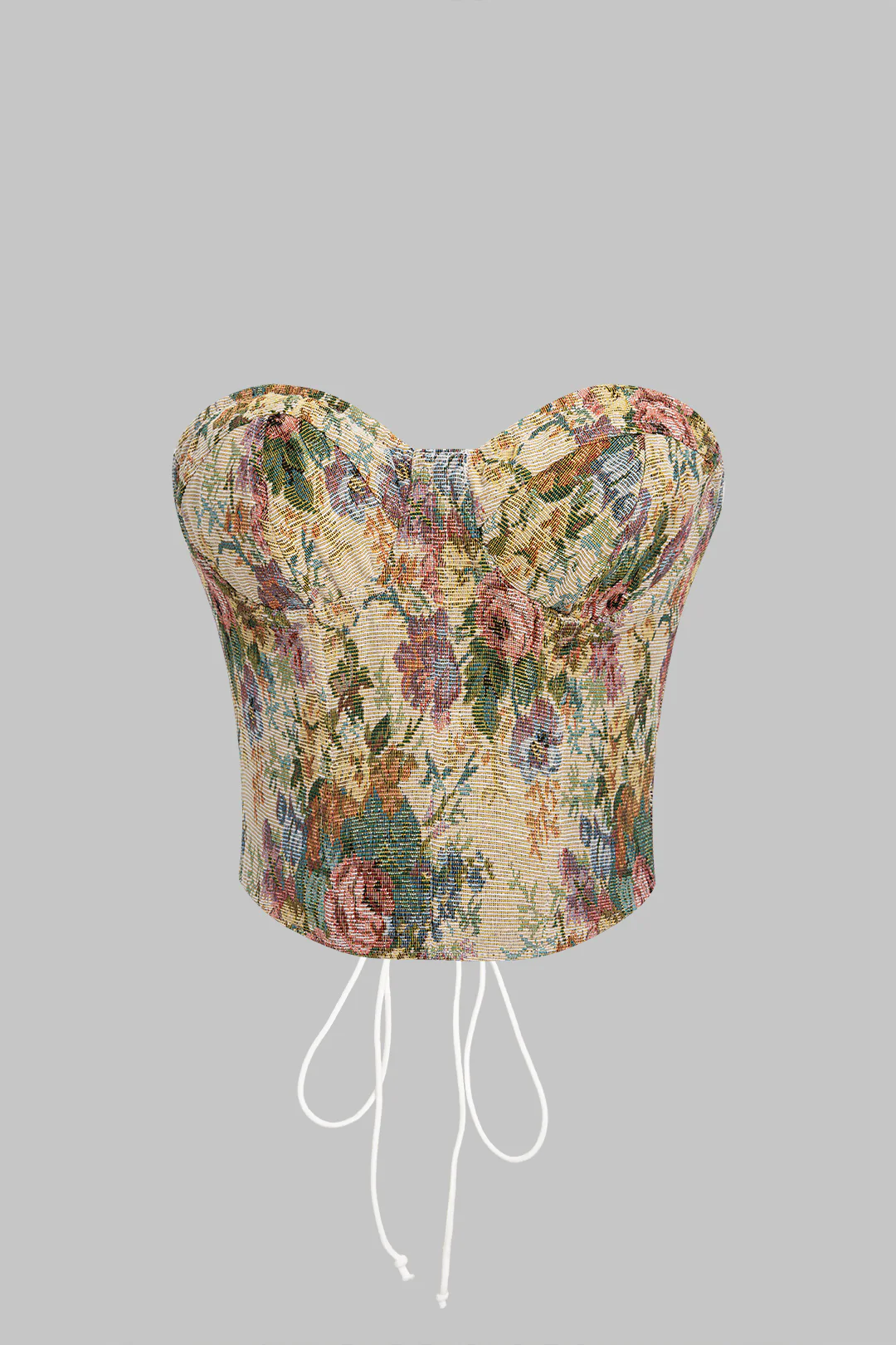 Jacquard Tie-Up Corset Tube Top