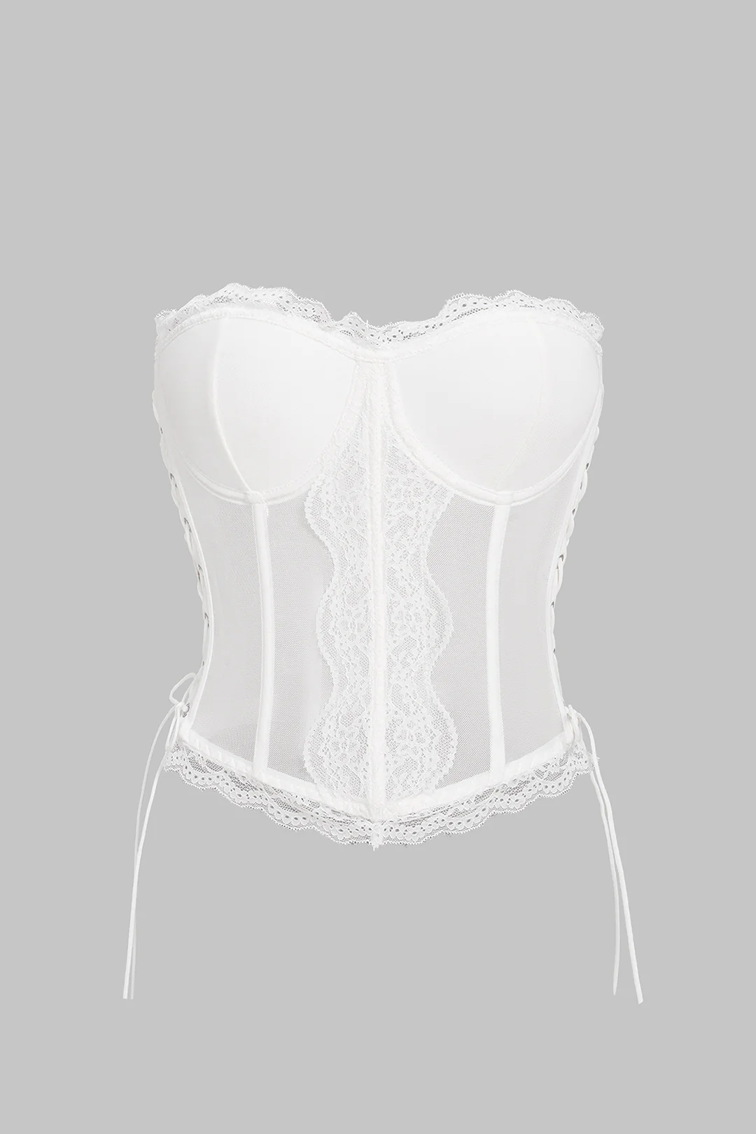 Lace Crossed Tie-Up Corset Tube Top