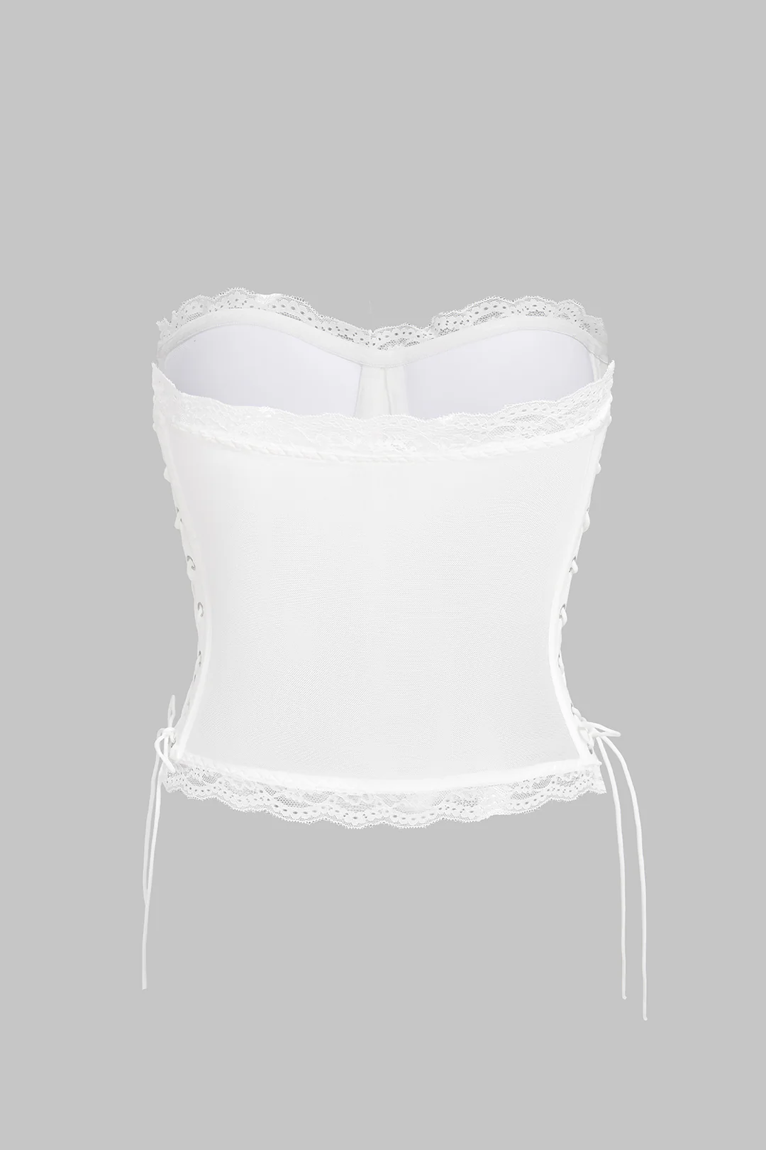 Lace Crossed Tie-Up Corset Tube Top - Image 3