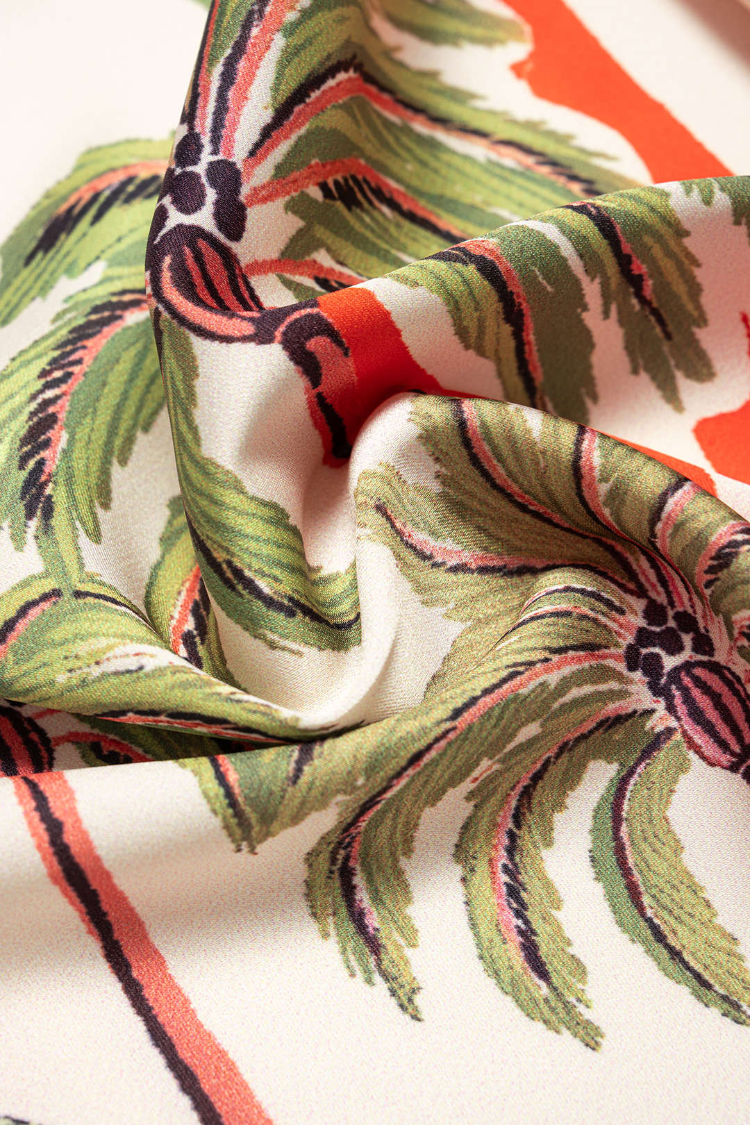 Coconut Palm Stripes Print Satin Strappy Tube Top - Image 3
