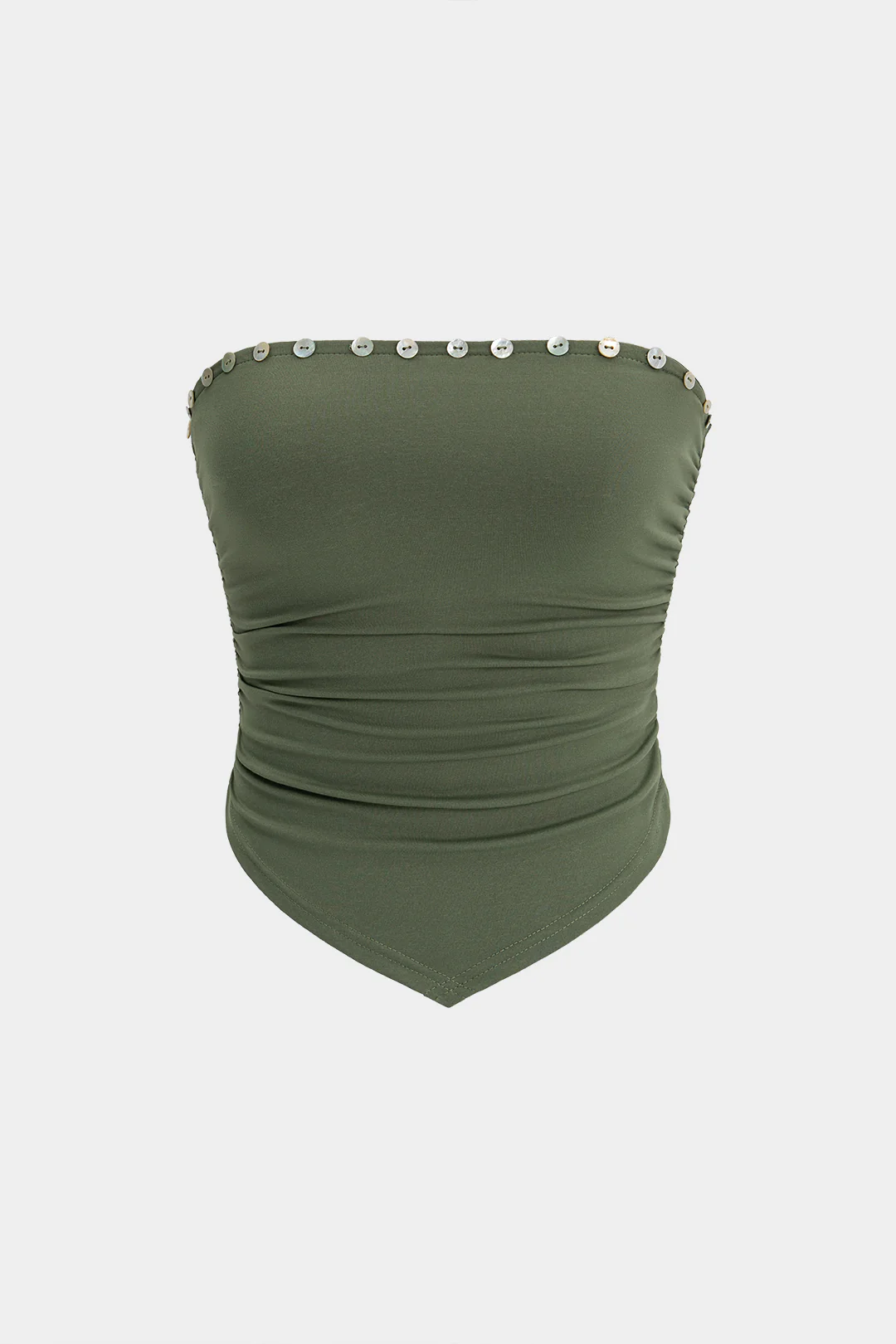 Ruched Button Tube Top