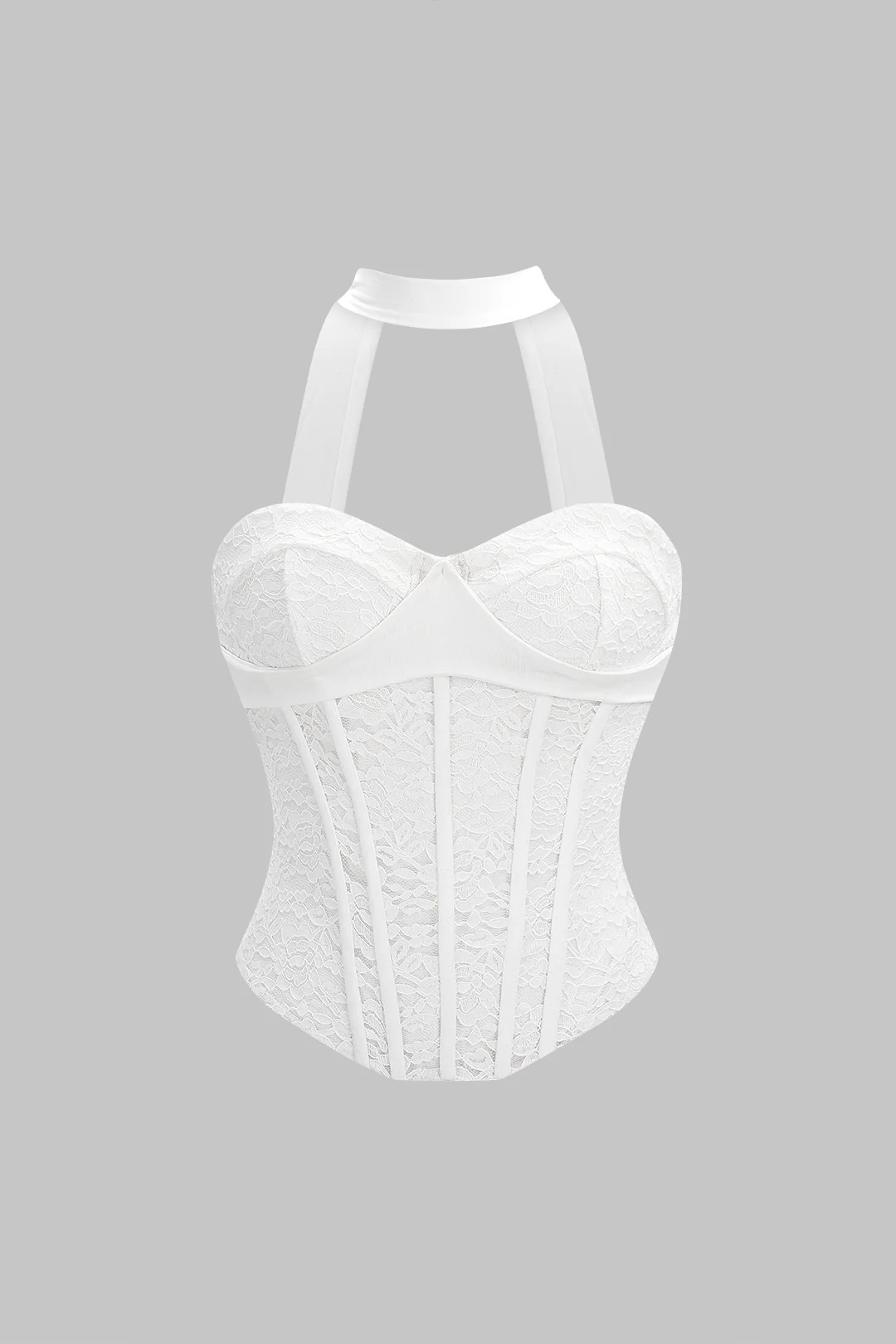 Patchwork Lace Halter Neck Tube Top