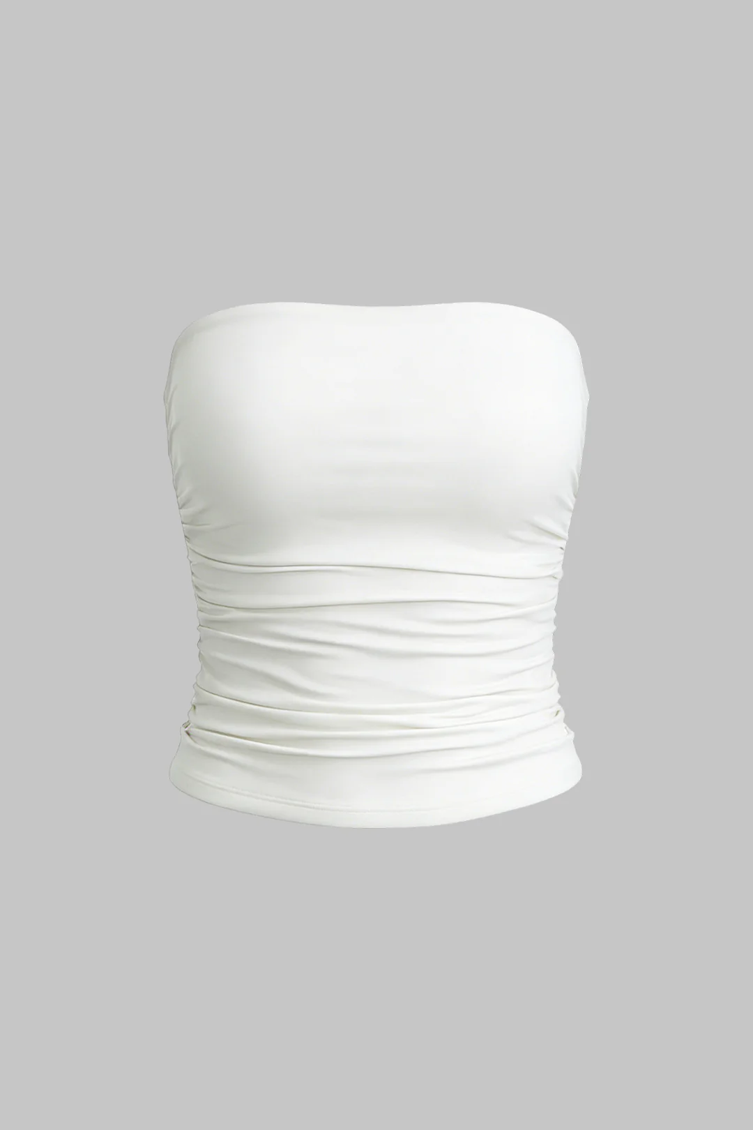 Basic Solid Ruched Tube Top - Image 2