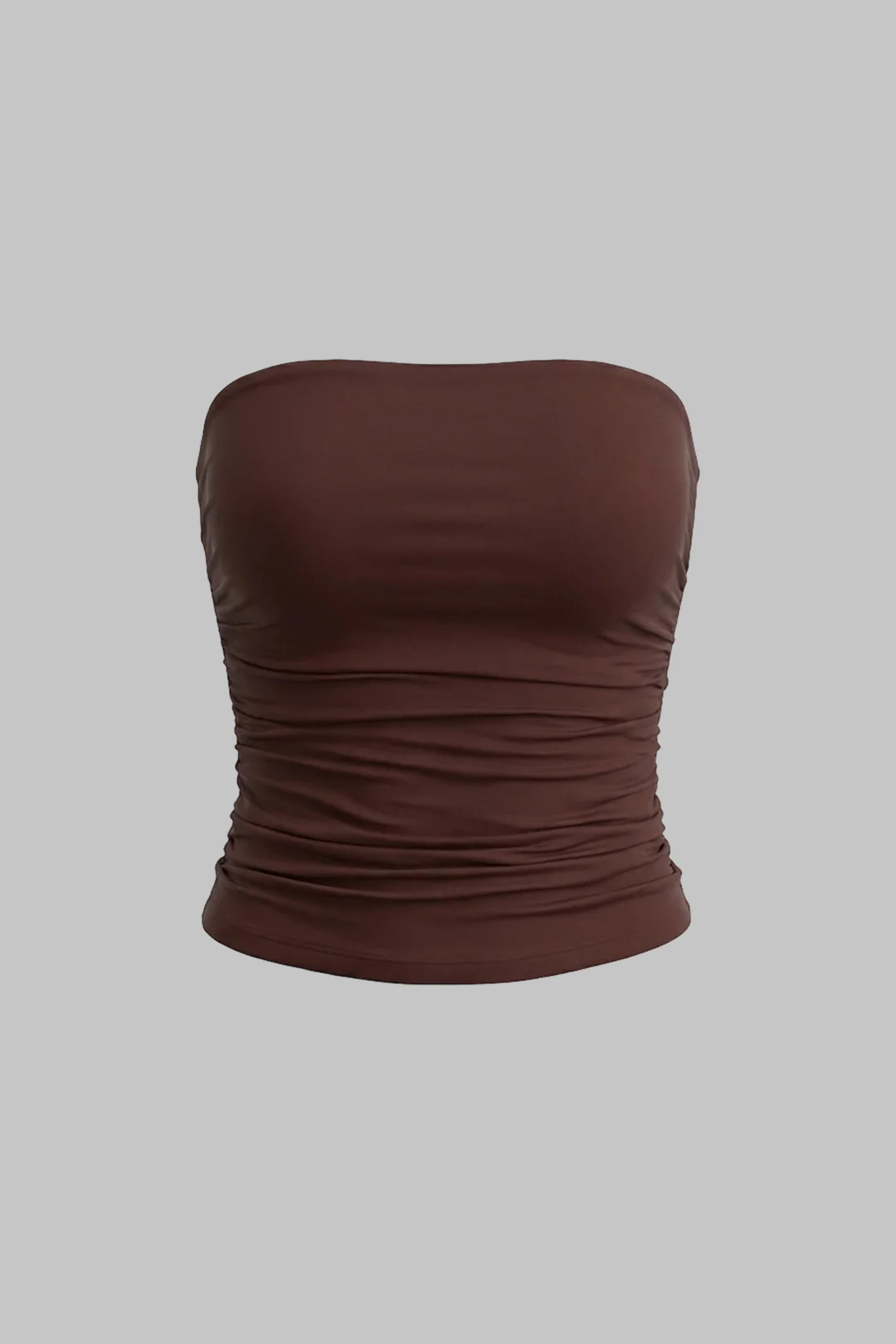 Basic Solid Ruched Tube Top - Image 4